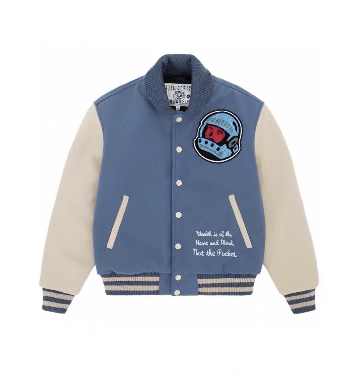 BBC ICECREAM Blue & White Varsity Jacket