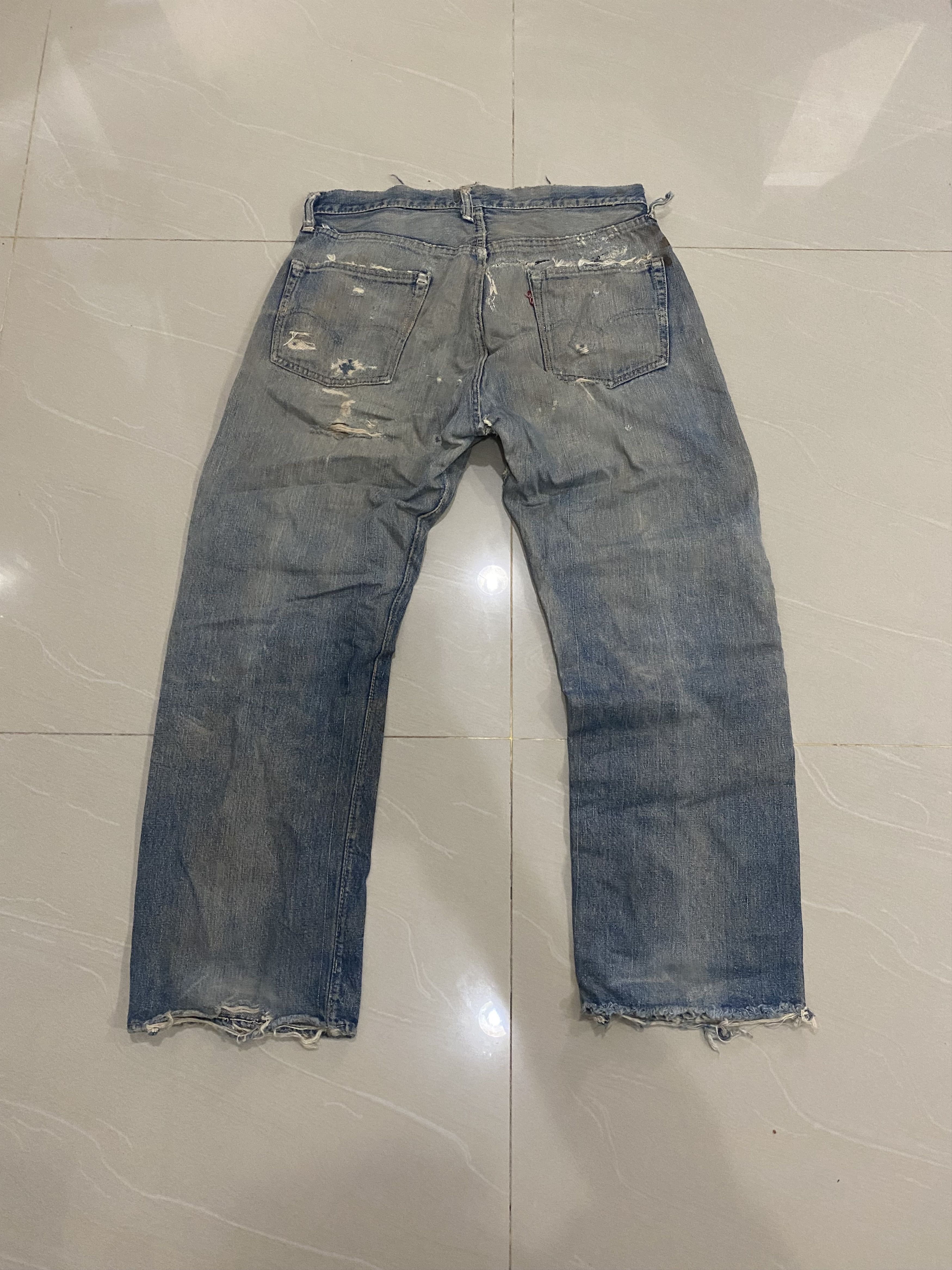 Levi's Rare 50s Levis 501 Big E Distressed Collector's Size US 33 - 5 Thumbnail