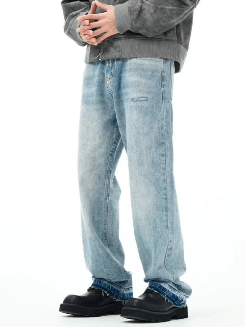 Japanese Brand × Jean American street washed straight loose versatile ripped jeans Size US 32 / EU 48 - 2 Thumbnail