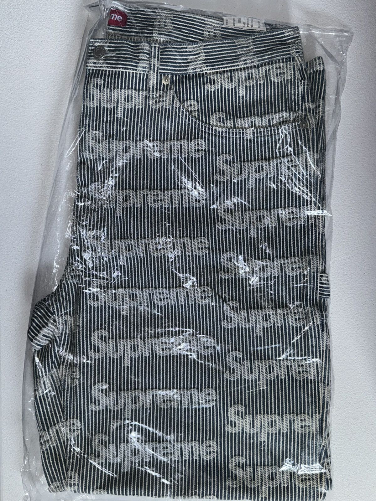 image of Supreme Denim Painter Pants in Striped, Men's (Size 38)