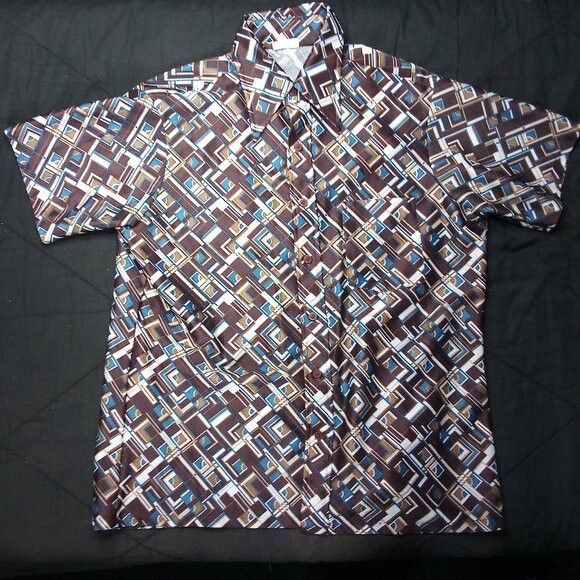 Sears × Vintage Vintage Sears Kings Road MCM Geometric Polyester Disco Shirt Size US L / EU 52-54 / 3 - 2 Thumbnail