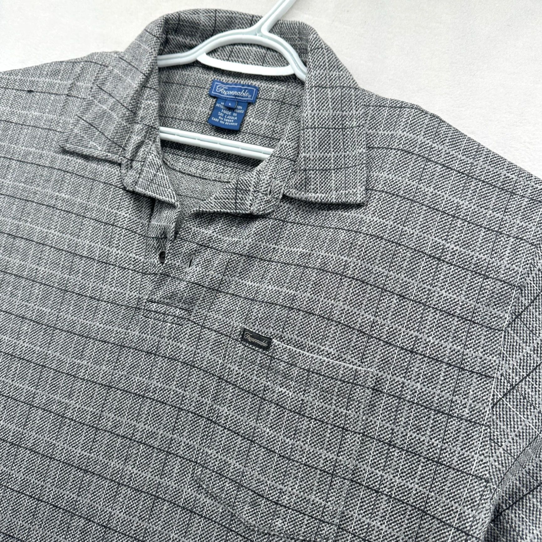 Faconnable Faconnable Polo Shirt Mens Large Cotton Gray Long Sleeve Collared Front Pocket Size US L / EU 52-54 / 3 - 2 Thumbnail