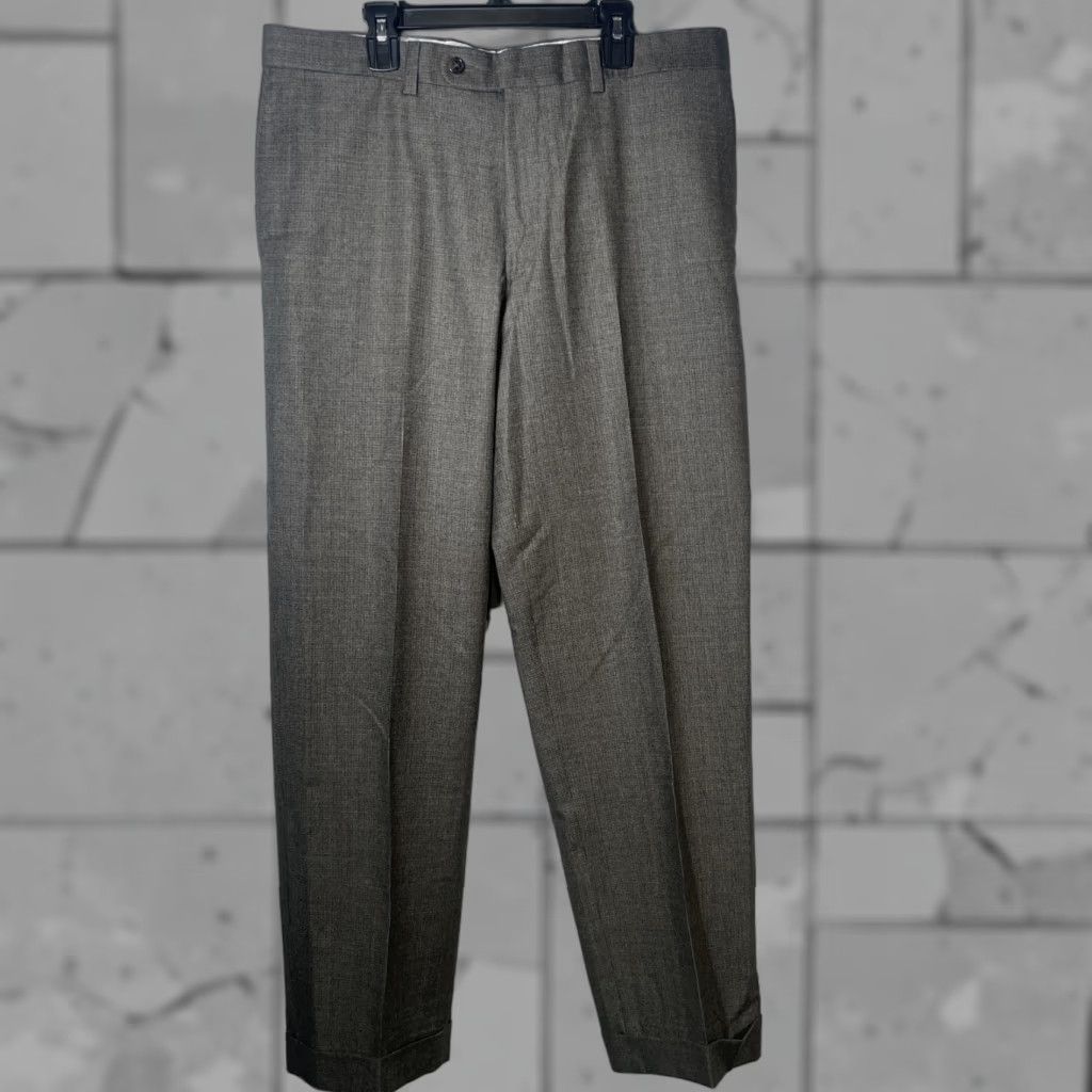 Jack Victor JACK VICTOR Gray Cuffed Dress Pants 100% Wool Mens 35x30 Size US 35 - 1 Thumbnail