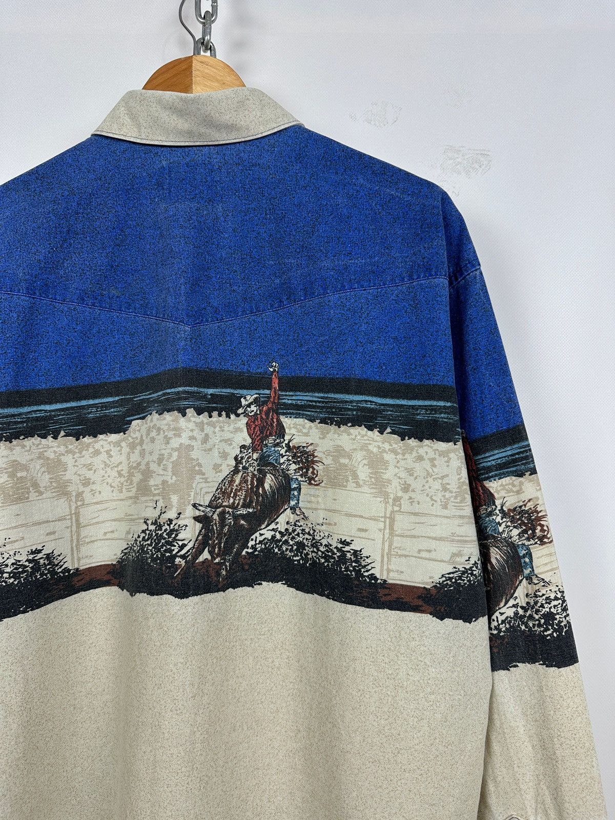 Vintage Vintage Wrangler Western Pearl Snap Horses Rodeo Shirt Size US XL / EU 56 / 4 - 18 Thumbnail