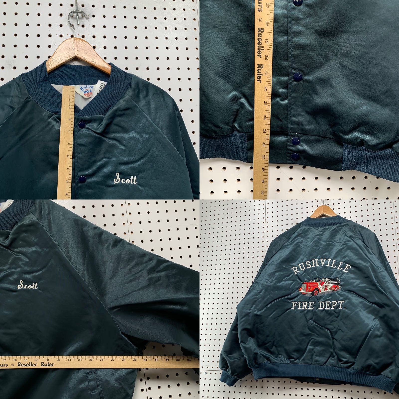 Vintage VINTAGE Ark Jacket Mens 3XL Blue Satin Bomber Jacket Fire Department Rushville NY? Size US XXL / EU 58 / 5 - 8 Thumbnail