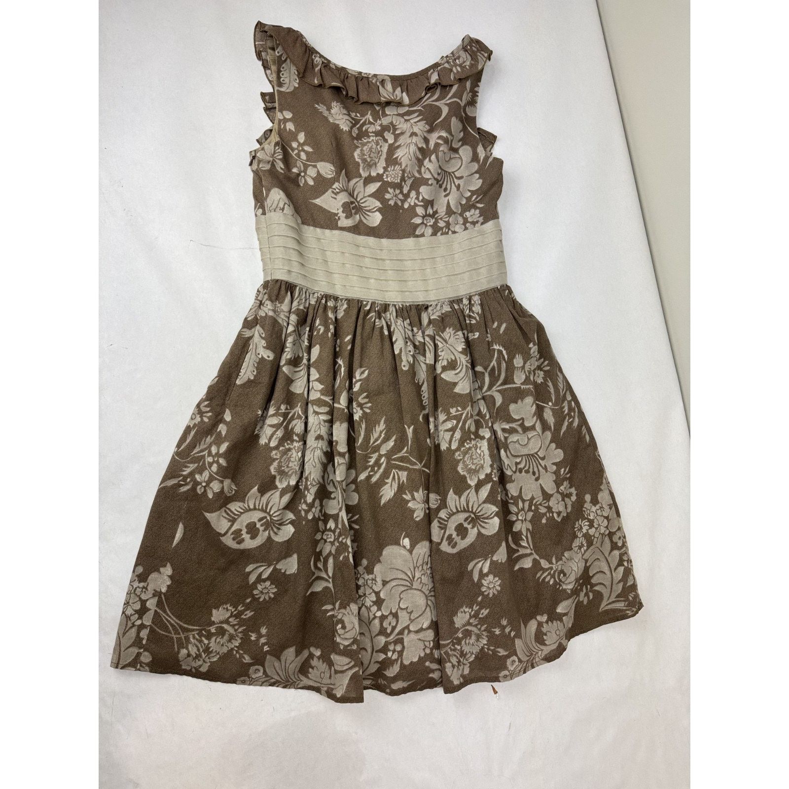 Anthropologie Anthropologie Burlapp Cottagecore Neutral Floral Dress Small Size S / US 4 / IT 40 - 10 Thumbnail