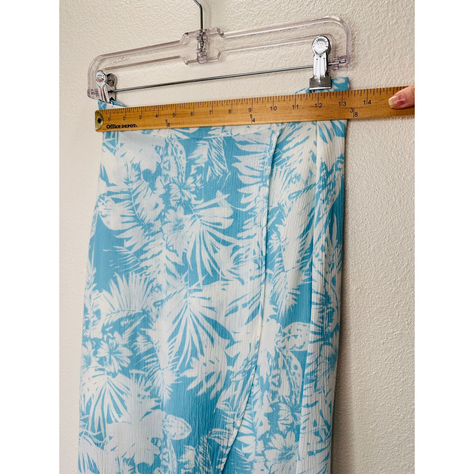 Other Sugarcloth SET Ivory Blue Floral Crop Top & Faux Wrap Skirt Size 27" / US 4 / IT 40 - 8 Thumbnail
