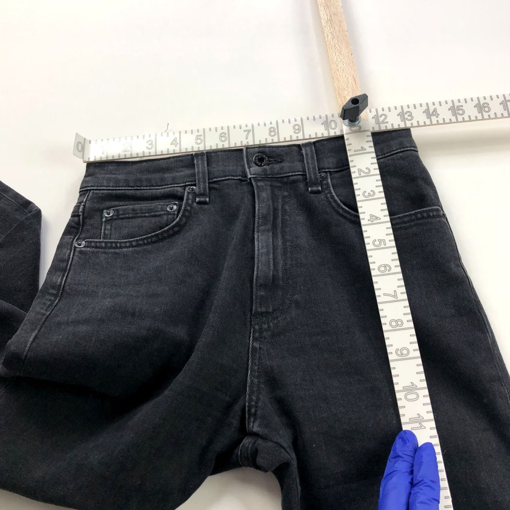 Vintage Askk NY Flare Jeans High Rise 26 Black 28L Festival Button Pockets 5-Pocket Denim Women XS? Size 26" / US 2 / IT 38 - 7 Thumbnail
