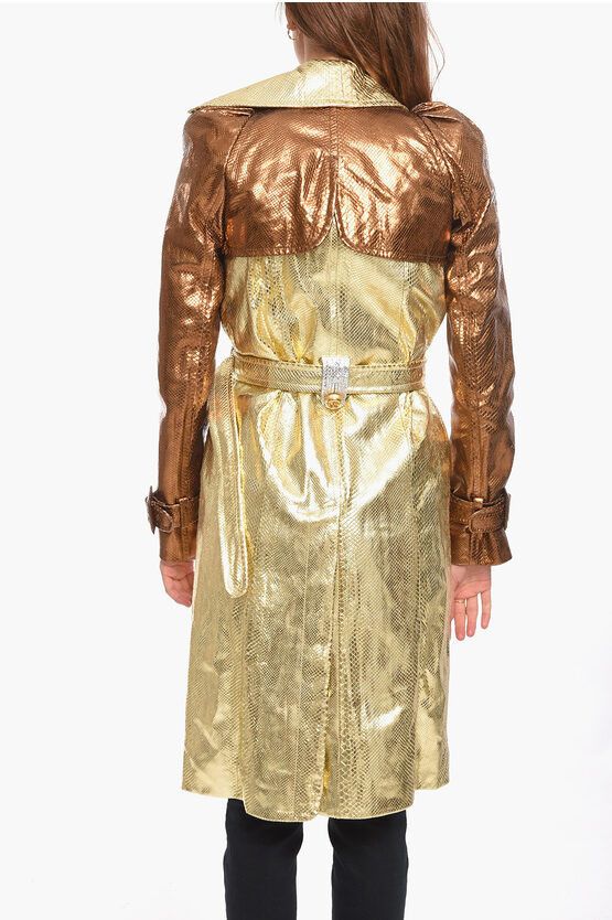 Dsquared2 og1mm0624 Python Skin Trench Coat in Gold Size M / US 6-8 / IT 42-44 - 2 Thumbnail