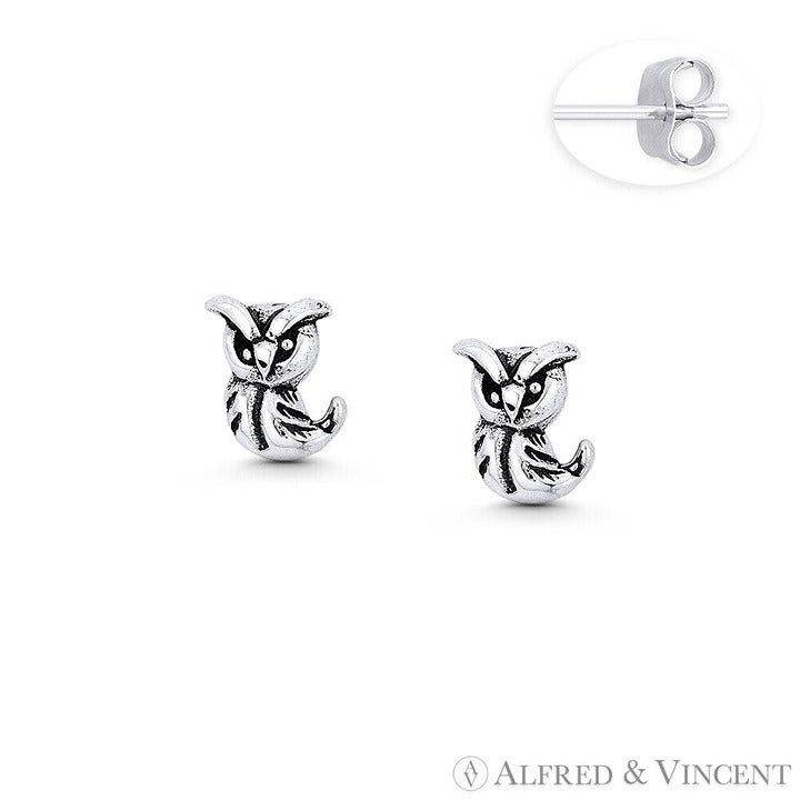 Other Perched Owl Charm Stud Earrings in .925 Sterling Silver Size ONE SIZE - 1 Preview