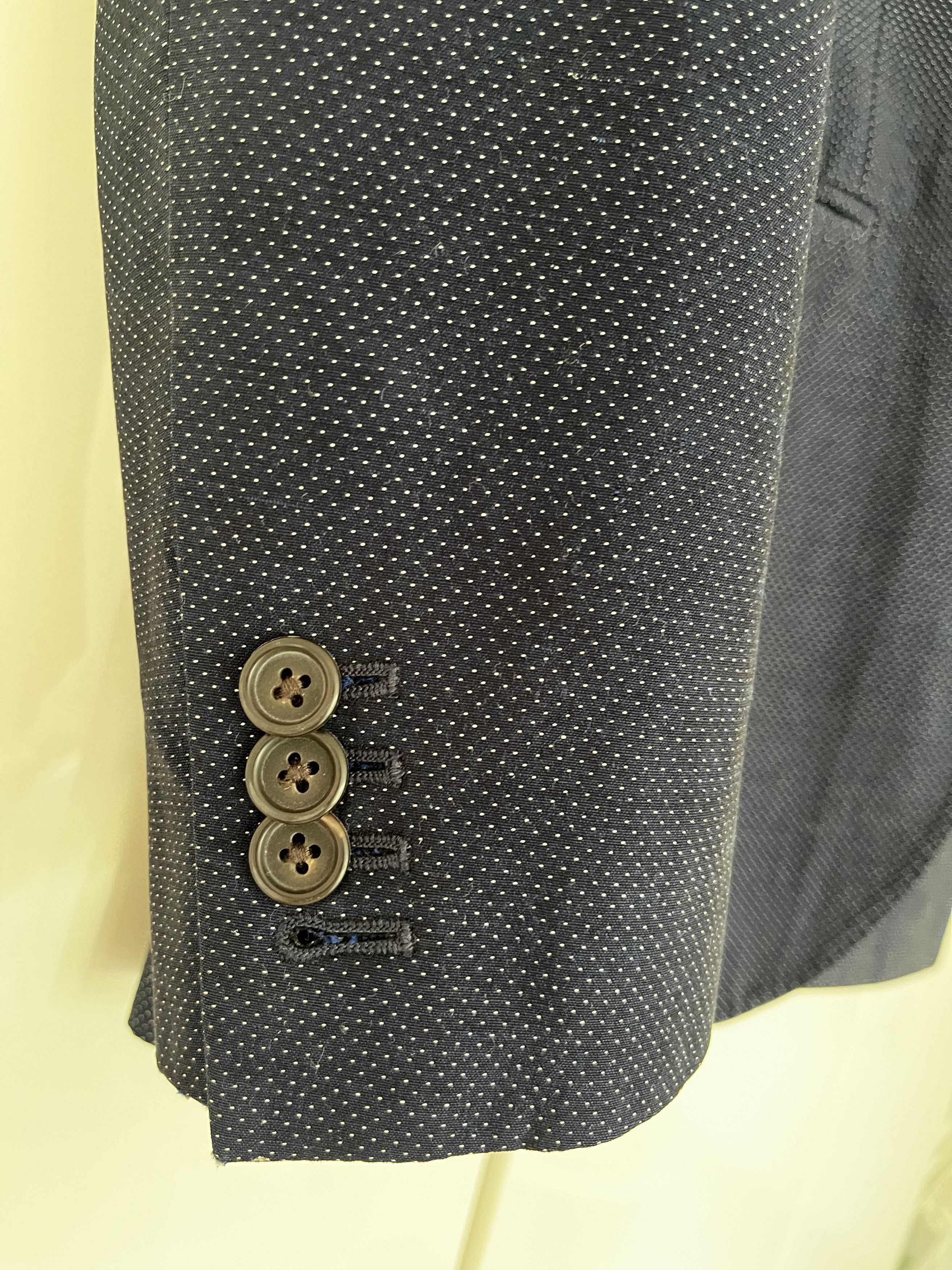 Club Monaco Navy & White Dot Cotton Suit Size 38R - 7 Thumbnail