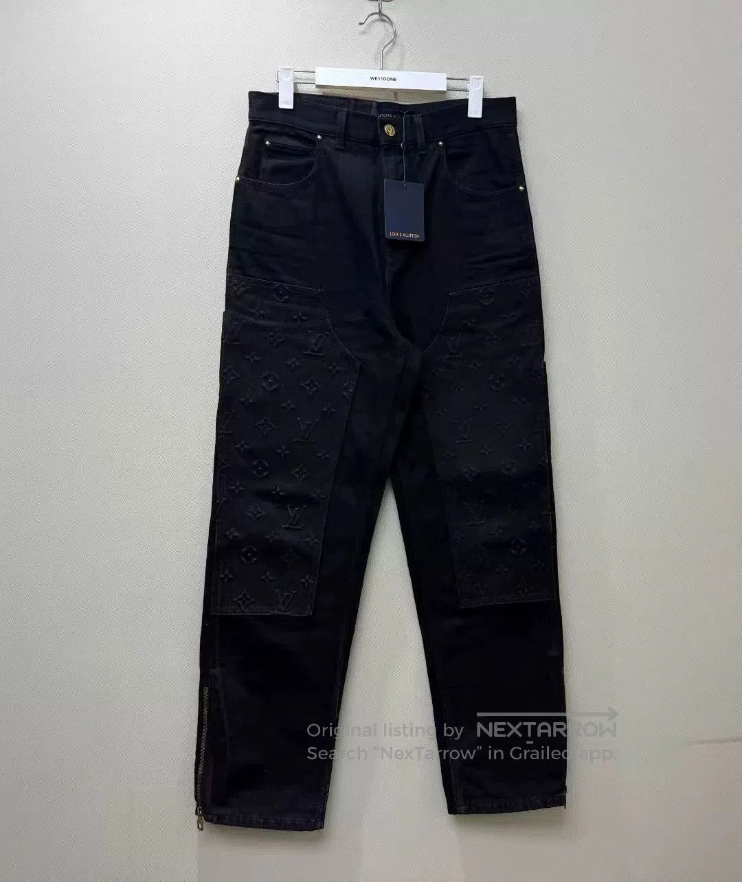 Louis Vuitton louis vuitton embossed logo black denim pants. Size US 30 / EU 46 - 1 Thumbnail