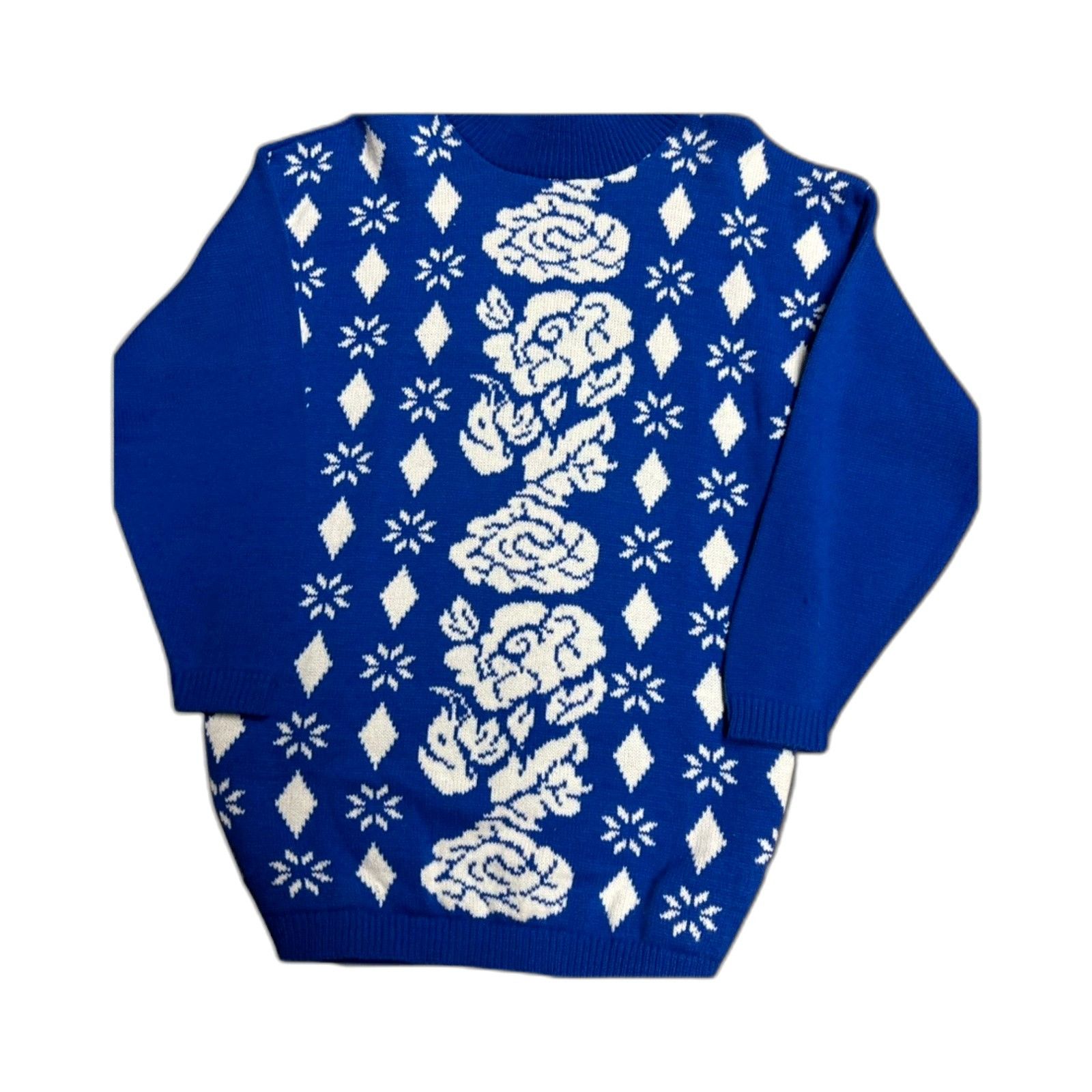American Eagle Outfitters Traffic Jam Vintage Blue Floral Sweater Women's Medium Size US M / EU 48-50 / 2 - 2 Thumbnail