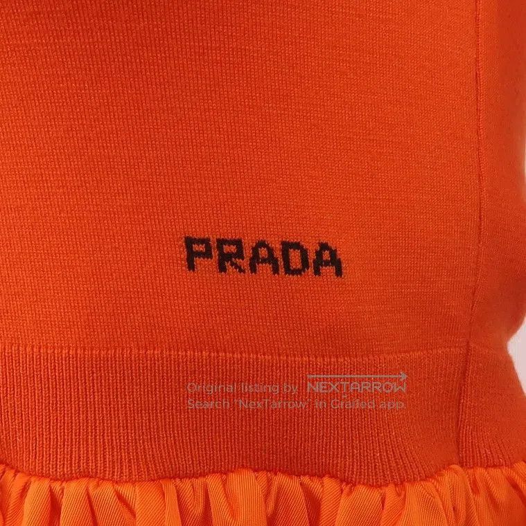 Prada Prada Orange Wool Logo Dress for Women . Size M / US 6-8 / IT 42-44 - 3 Thumbnail