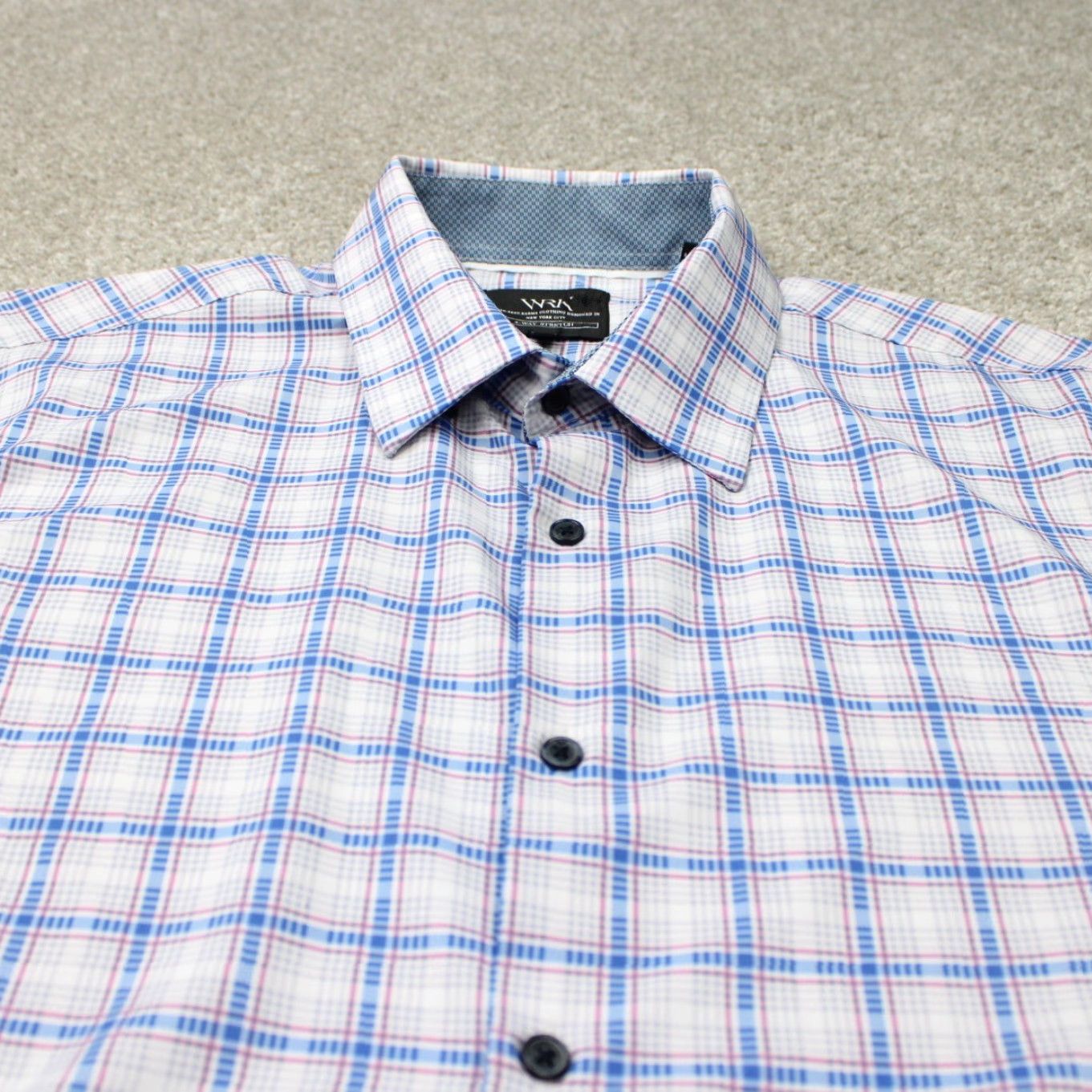 Vintage WRK Dress Shirt Men 18 Gray/Blue 4-Way Stretch L/S Button Collar/Spread Clean, Casual, Formal VintageNo (note: "Vintage" not applicable) Size 48R - 5 Thumbnail