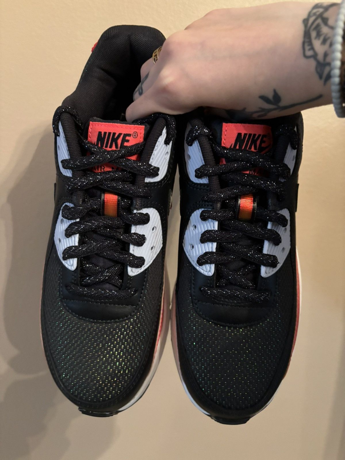 Nike Nike Air Max 90 FP GS 'Black Laser Crimson’ Size US 8.5 / IT 38.5 - 3 Thumbnail