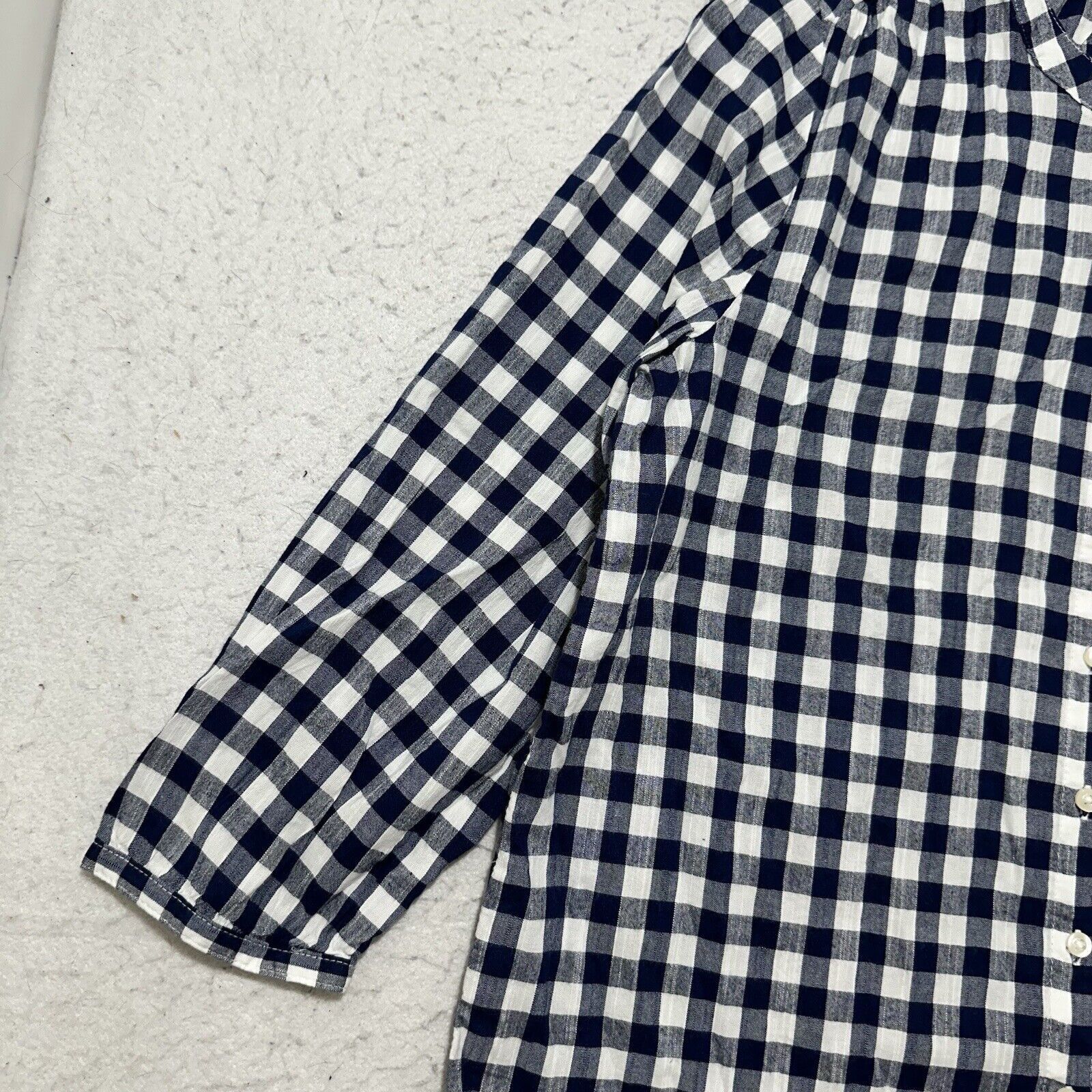 St. Johns Bay St. John's Bay Medium Navy Blue White Gingham Shirt Blouse Size M / US 6-8 / IT 42-44 - 6 Thumbnail