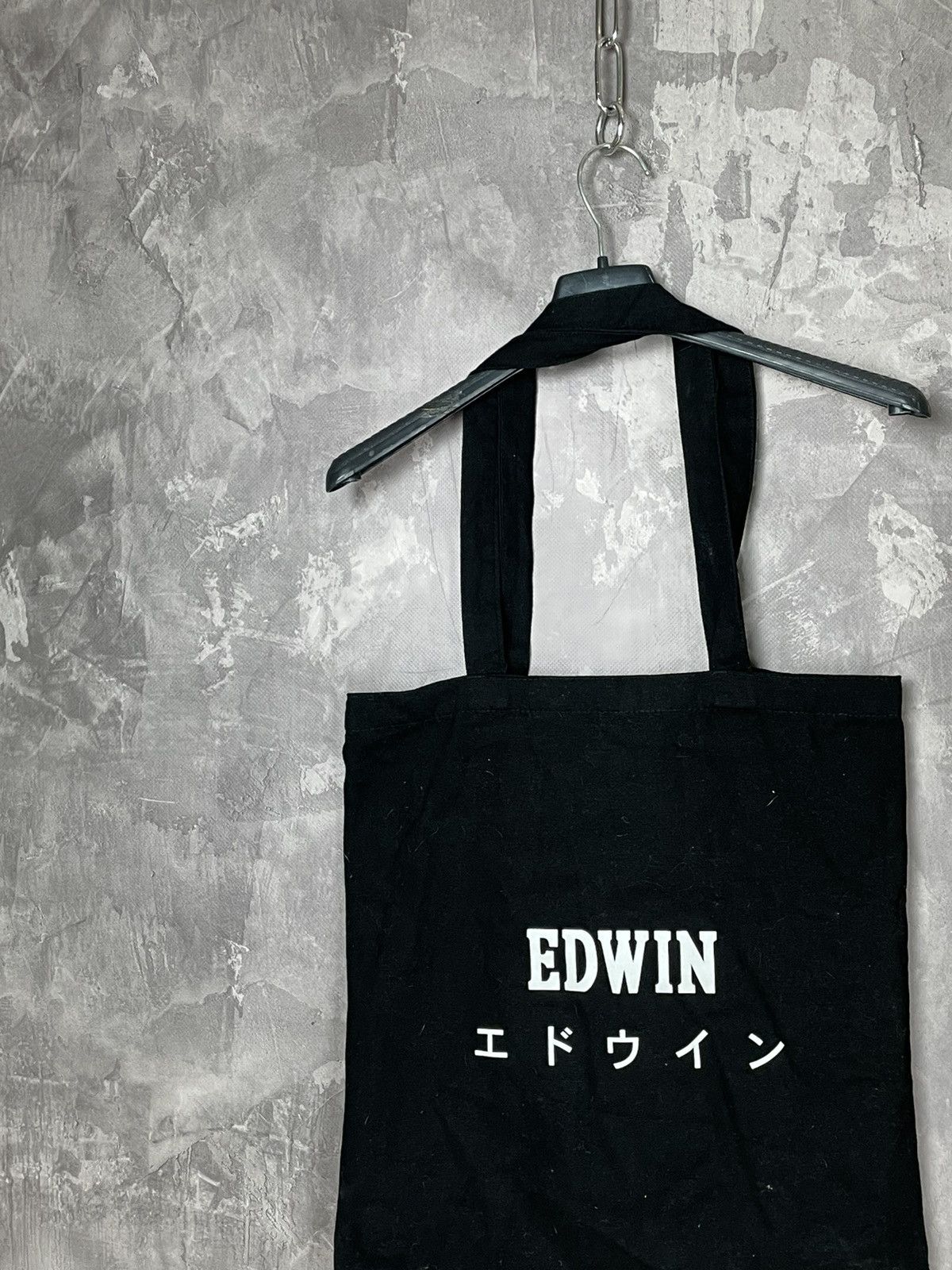Edwin × Japanese Brand Edwin Japanese Big Logo Black Cotton Shoper Handle Bag Size ONE SIZE - 2 Thumbnail