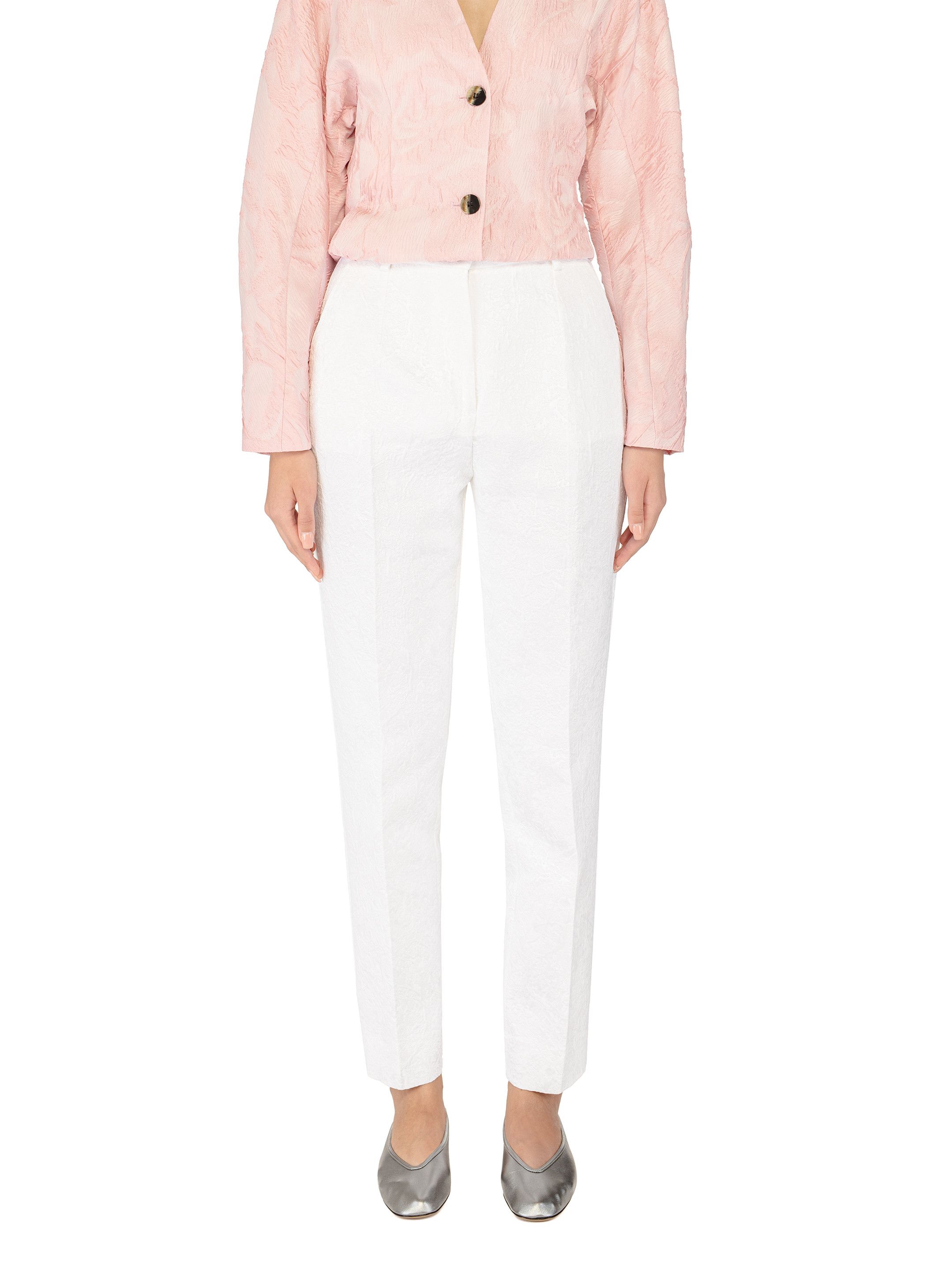 Dolce & Gabbana o1s22i1n1024 Brocade Cigarette Pant in White Size 27" / US 4 / IT 40 - 3 Thumbnail