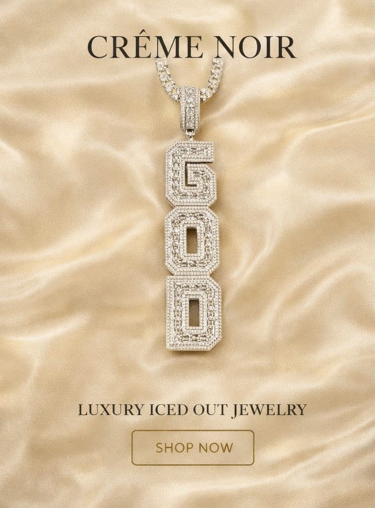 Other Crème Noir Diamond Simulate God Pendant + chain Size ONE SIZE - 1 Thumbnail