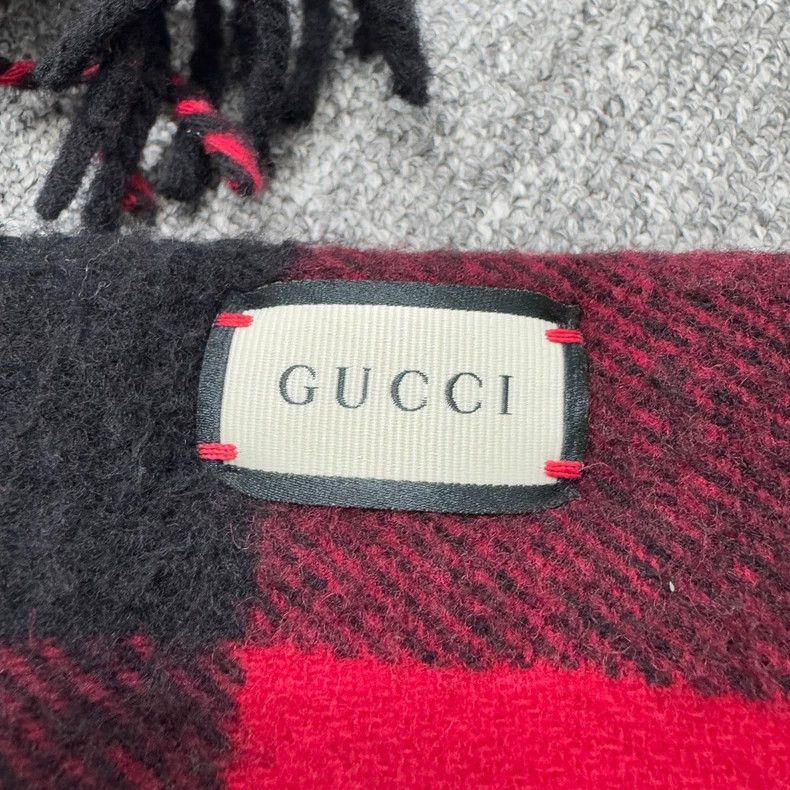 Gucci Gucci Black and red plaid thickened wool scarf 2503-Nextarr Size ONE SIZE - 3 Thumbnail