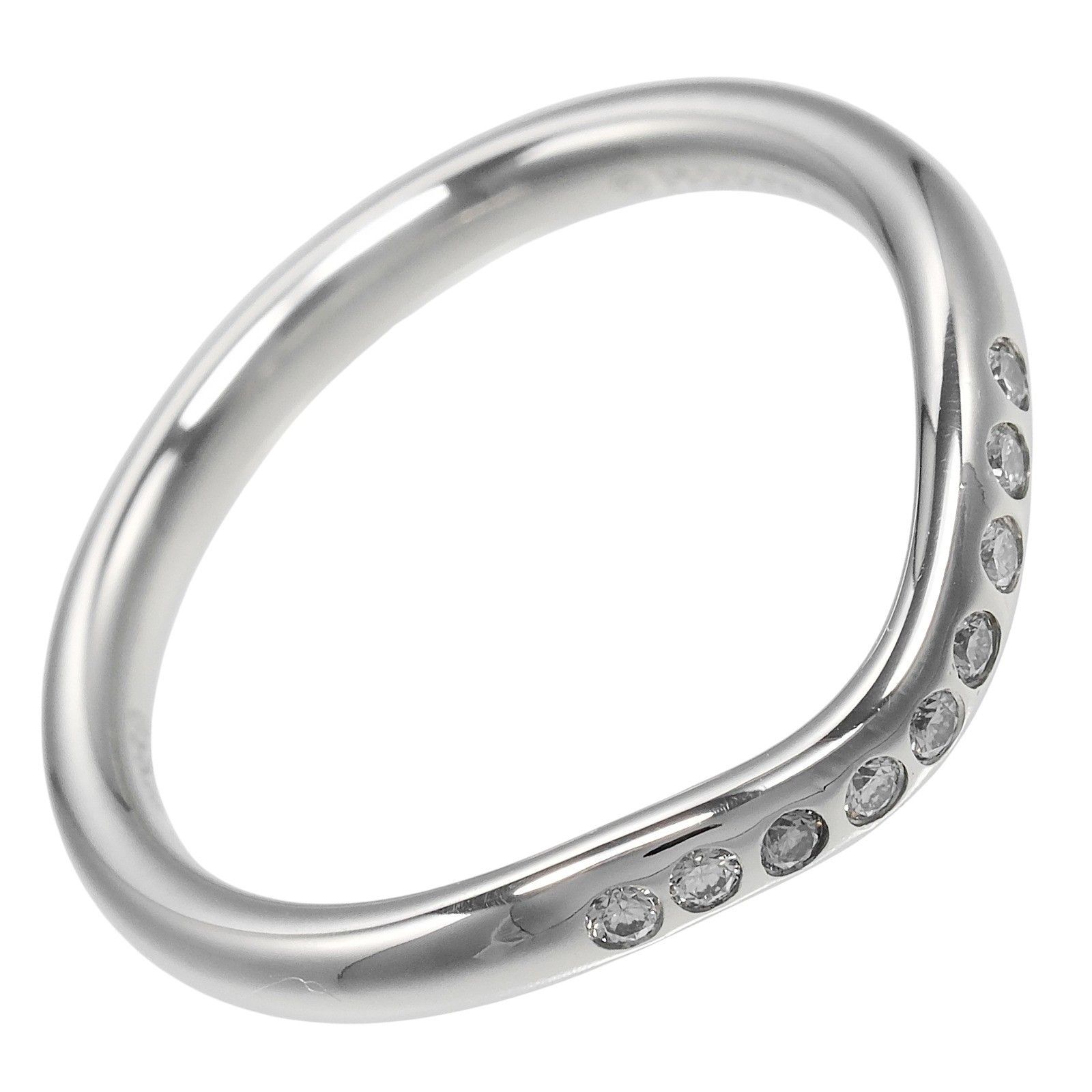 Tiffany & Co. Tiffany & Co. Elsa Peretti Curved Wedding Band Ring Platinum with Diamonds Size ONE SIZE - 1 Thumbnail