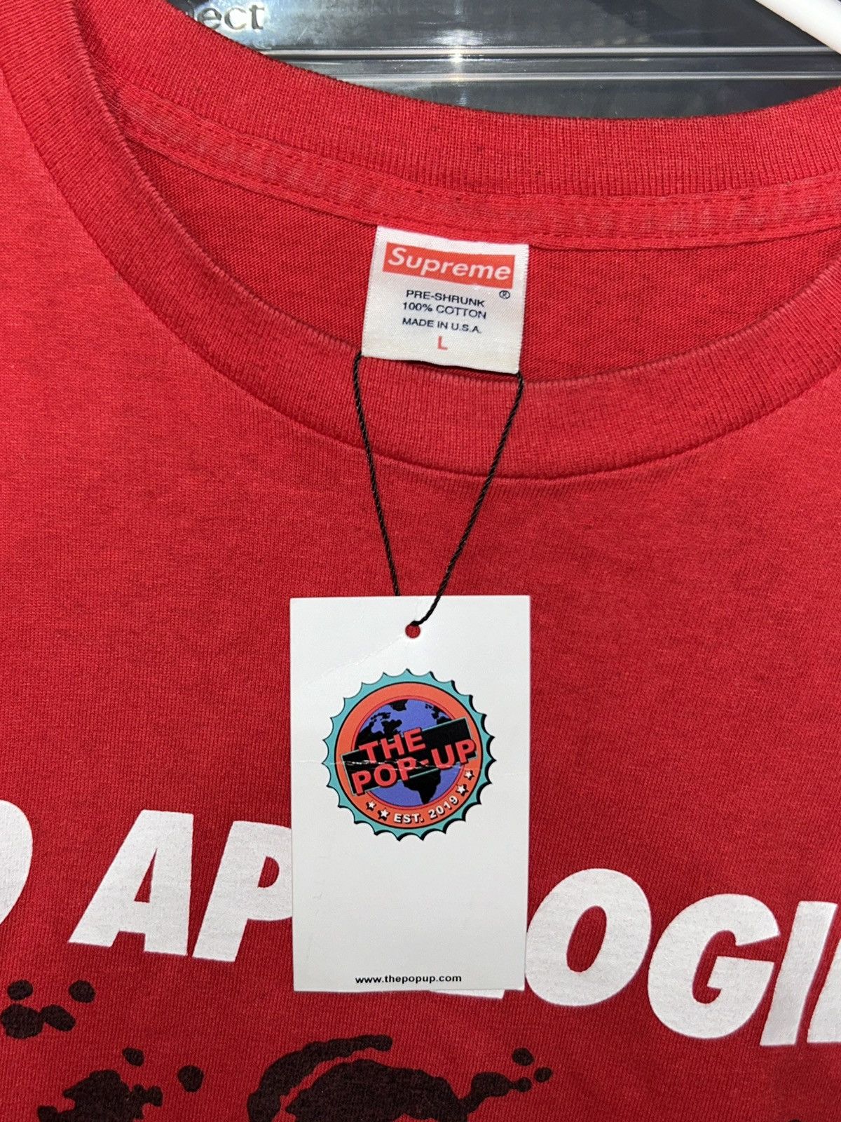 Supreme No Apologies Tee Shirt SS09 size Large
