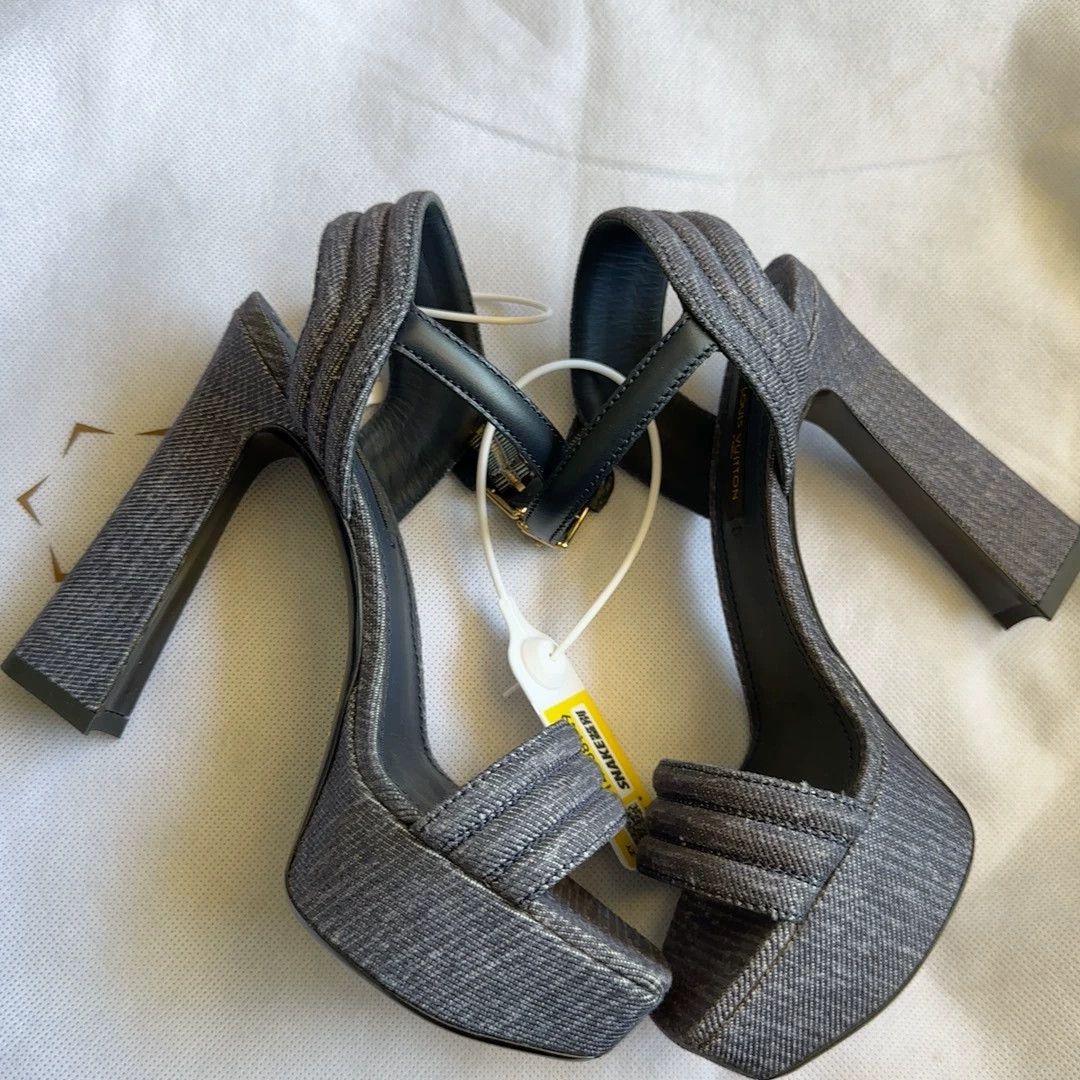Louis Vuitton LV Women's New Denim Platform Heel Sandal 12.5cm 35 Size US 4.5 / IT 34.5 - 6 Thumbnail