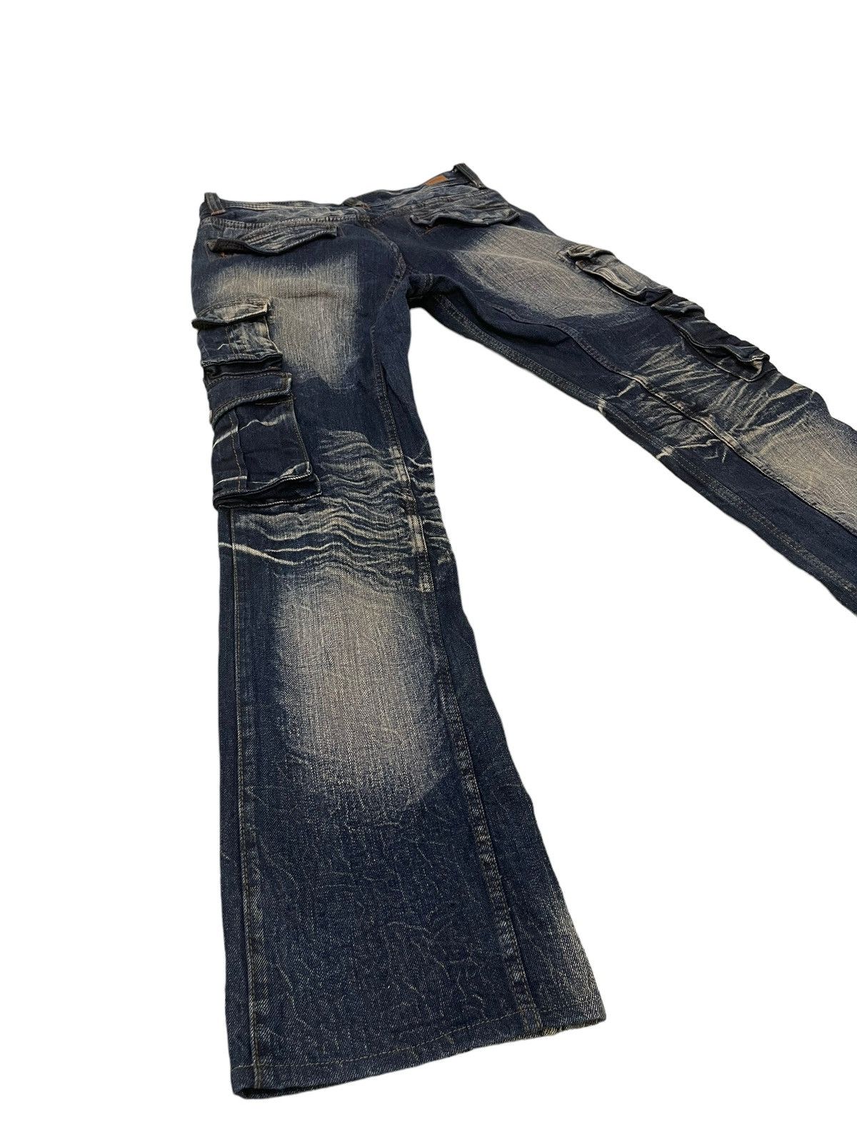 Japanese Brand Slight Flare Cargo Jeans Nicole Club Acid Wash Boot Cut 8🟦4 Size US 33 - 13 Thumbnail