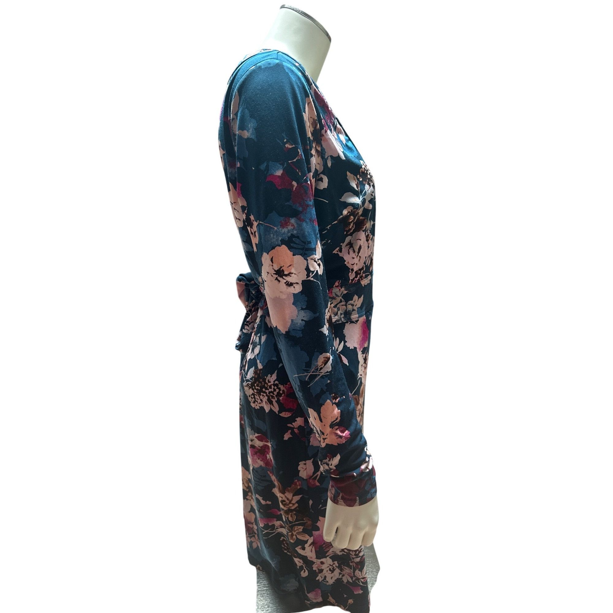 Other Thalia Sodi Small Teal Floral Wrap Dress Long Sleeve Fall Pa Size S / US 4 / IT 40 - 4 Thumbnail