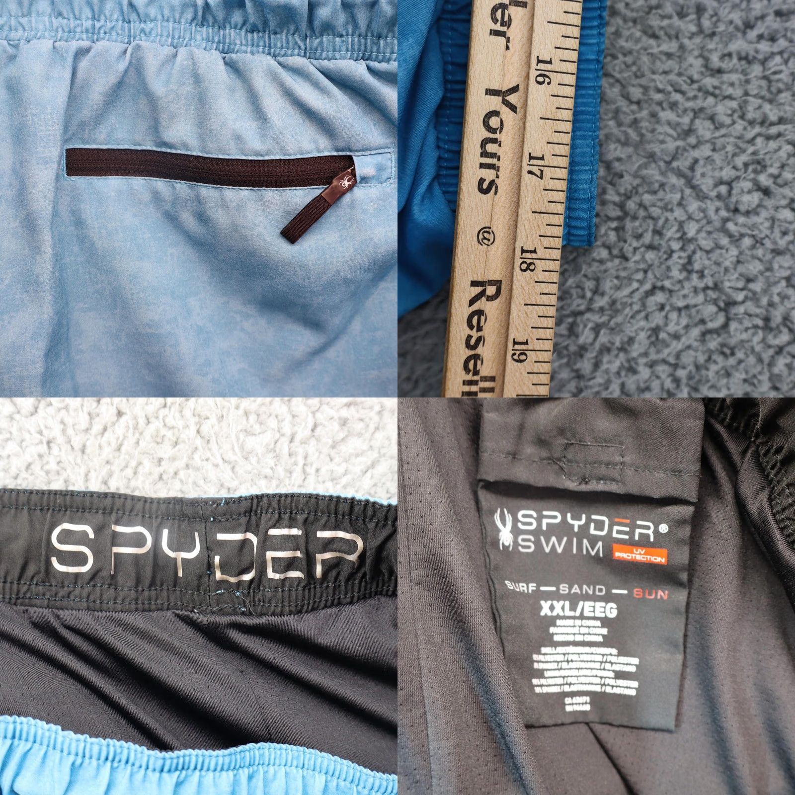 Spyder Spyder Swim Trunks Men XXL Blue Drawstring Striped Beach Surfing Bottom Trunks Mens Shirts/Bottom? Size ONE SIZE - 8 Thumbnail
