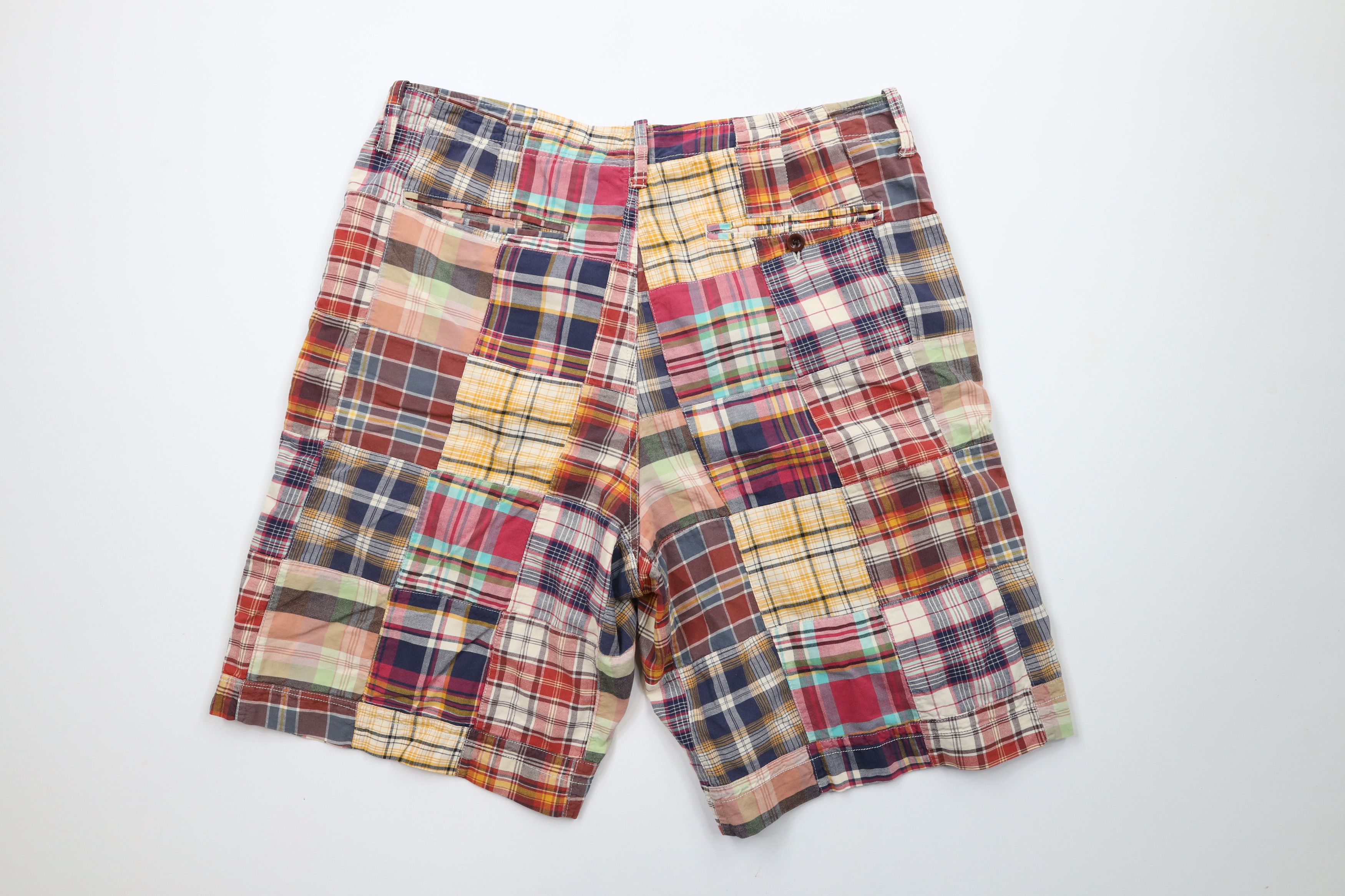 J.Crew × Vintage Vintage J Crew Patchwork Madras Plaid Chino Shorts Cotton Size US 35 - 7 Thumbnail