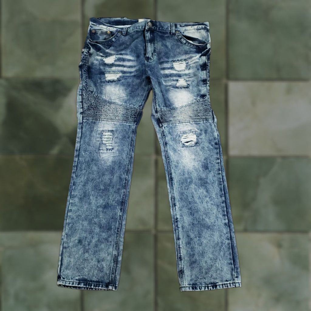 Denime Blue Cult Jeans Mens 42x34 Blue Slim Straight Denim Moto Outdoors Casual Size US 34 / EU 50 - 1 Thumbnail