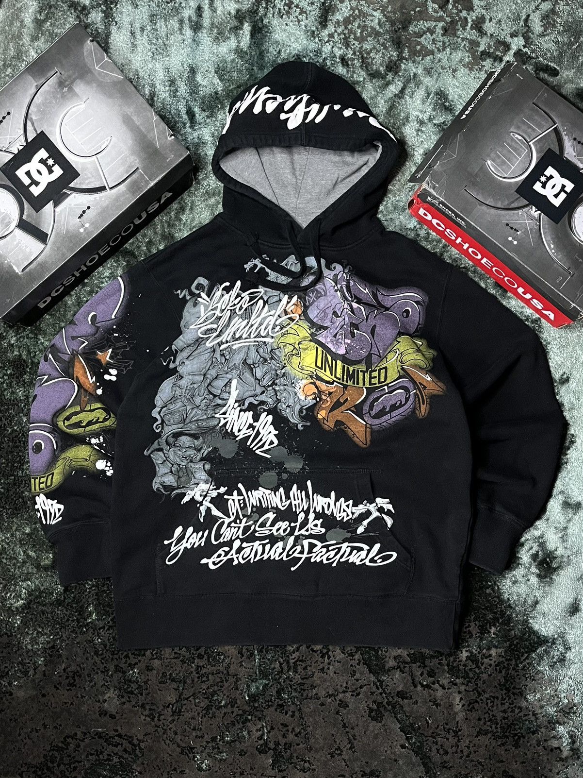 Ecko Unltd. Ecko Unltd. Vintage Pullover Hoodie – Black Graffiti Size XL Size US XL / EU 56 / 4 - 1 Thumbnail