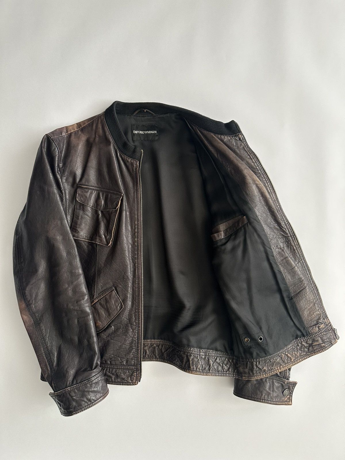 Emporio Armani Emporio Armani 2000’s Aged Leather Jacket Size US M / EU 48-50 / 2 - 6 Thumbnail