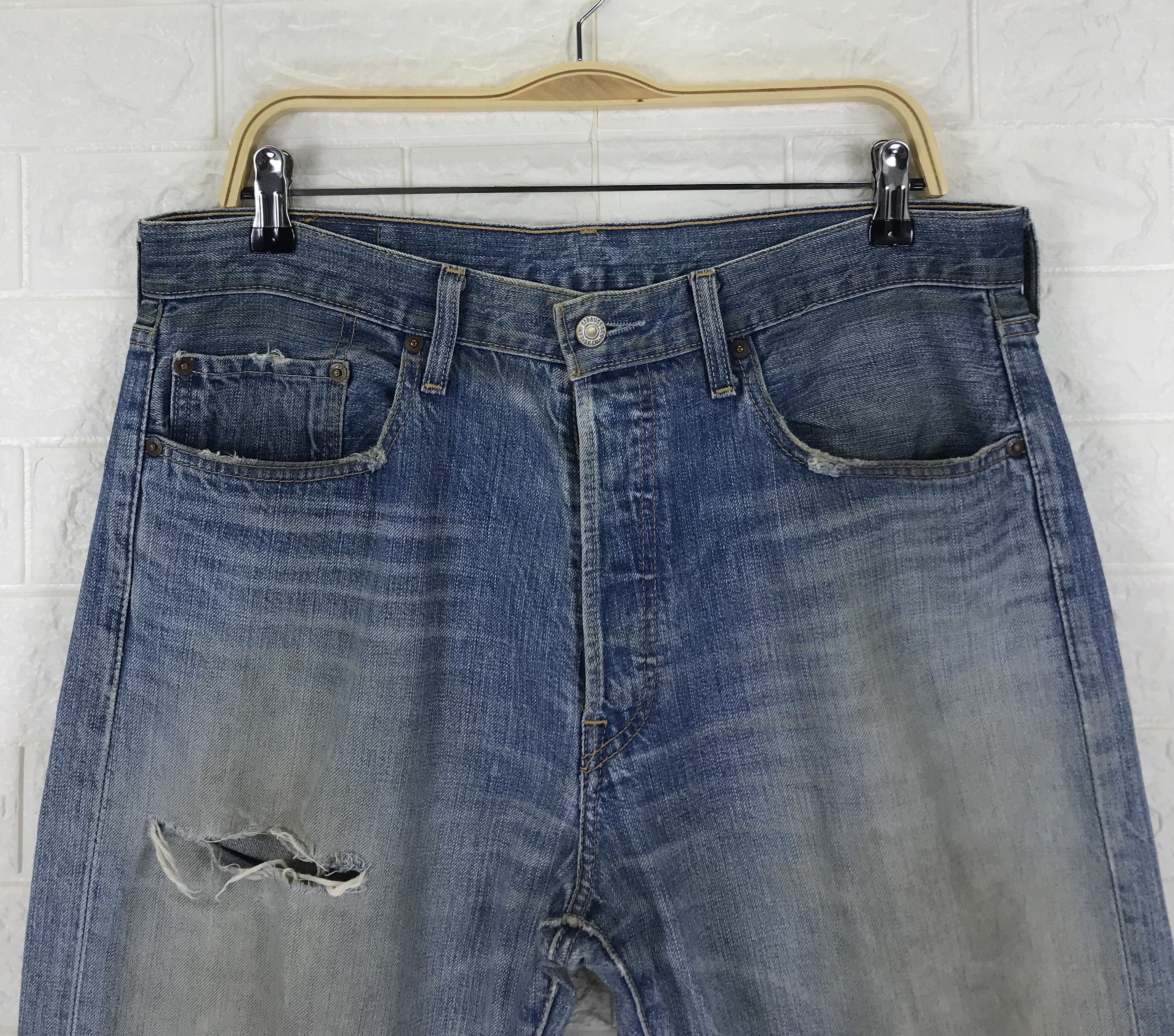 Levi's Vintage Levi's 501 Mud Wash Jeans Distressed Denim Size US 34 / EU 50 - 2 Thumbnail