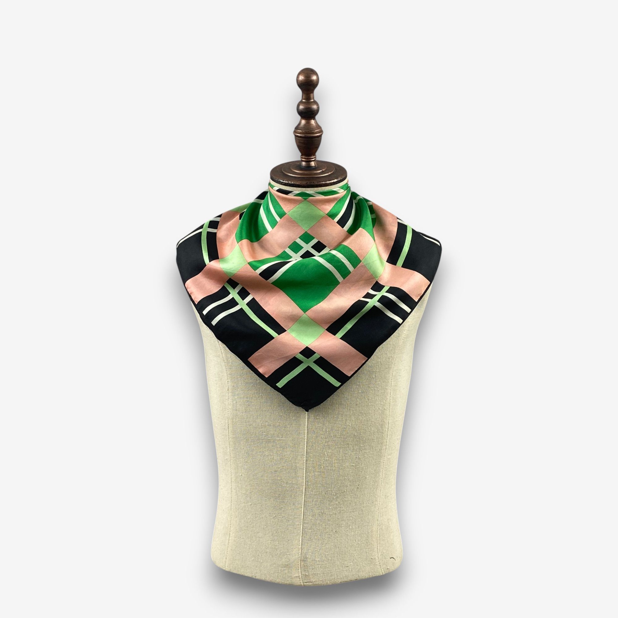 Japanese Brand Vintage Plaid SILK Scarf Twill Stole Wraps Scarves Size ONE SIZE - 1 Thumbnail