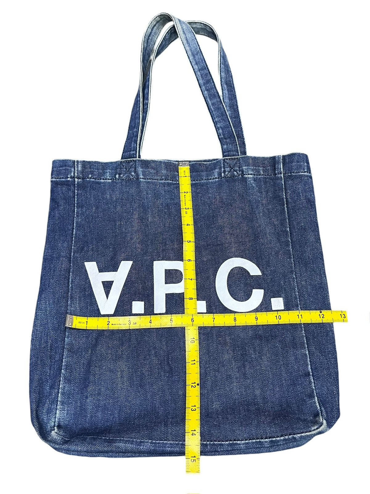 A.P.C. 🔥Vintage A.P.C RUE MADAME PARIS Distressed Denim Tote Bag Size ONE SIZE - 8 Thumbnail