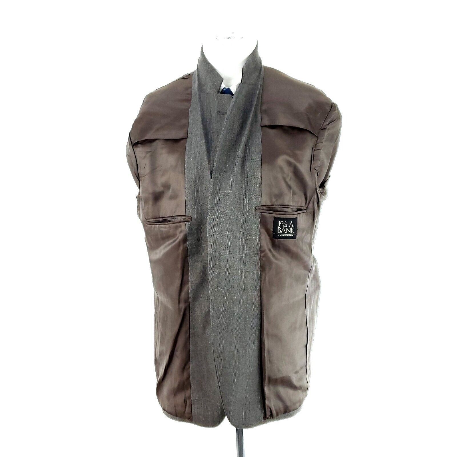 Jos. A. Bank Jos A Bank Wool 2 Button Blazer 42R Gray Plaid Sport Coat Size 42R - 9 Thumbnail