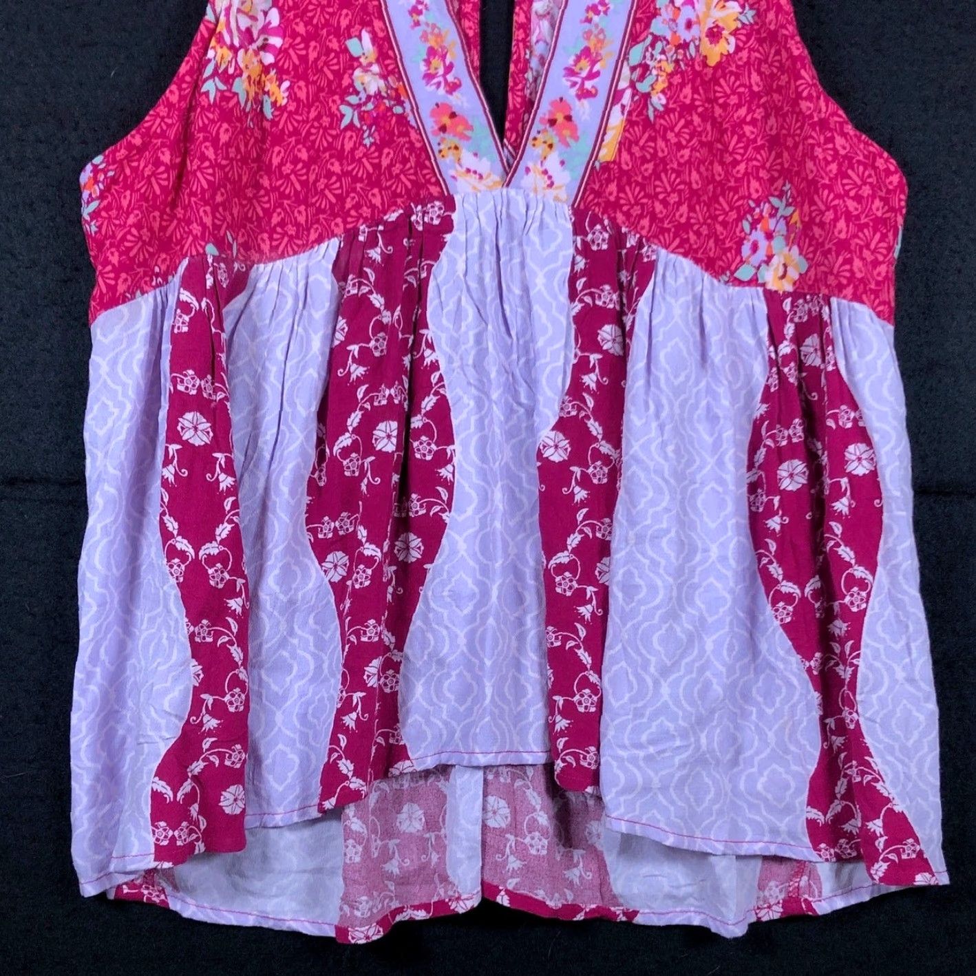 Free People Free People Women’s Blouse Multi Pink Dream Darlin’ Printed Deep V Sleeveless S Tank Halter Neck Casual Workwear Party/Cocktail Women S Size S / US 4 / IT 40 - 4 Thumbnail