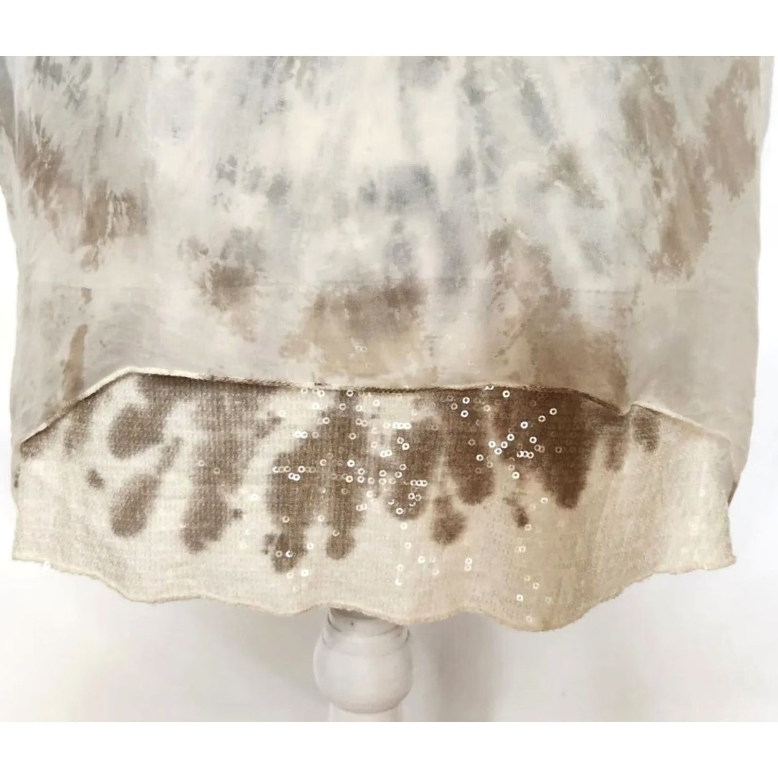 Vintage Tempo Paris Womens Blouse Shirt M Beig​e Dolman Sleeve Silk Sheer Sequin Top Size M / US 6-8 / IT 42-44 - 6 Thumbnail