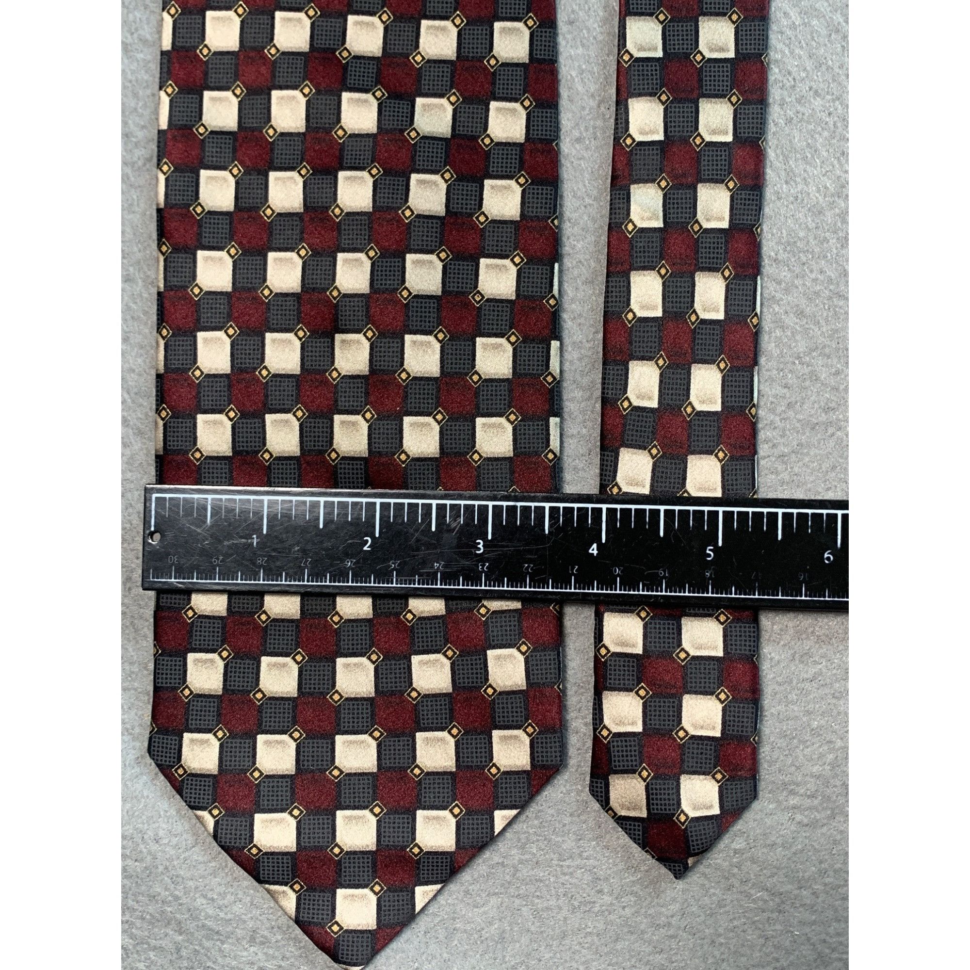 Knightsbridge Knightsbridge Mens Silk Tie Red Black Geometric Pattern Silk Size ONE SIZE - 2 Thumbnail