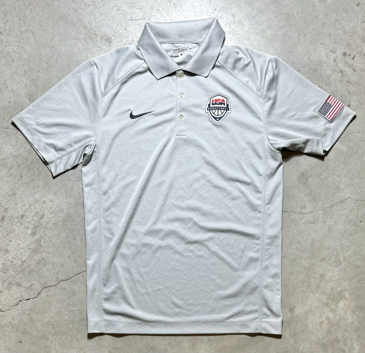 Nike × USA Olympics × Vintage Nike Golf Dri-Fit USA Basketball Grey Polo Shirt size S Size US XS / EU 42 / 0 - 1 Thumbnail