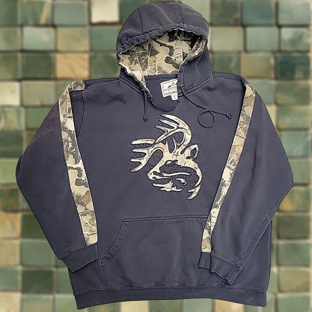 Vintage Legendary Whitetails Hoodie Mens XLT Blue Camo Pullover Hunting Buck Deer Camouflage Logo Outdoor 90s? Size US XL / EU 56 / 4 - 1 Thumbnail