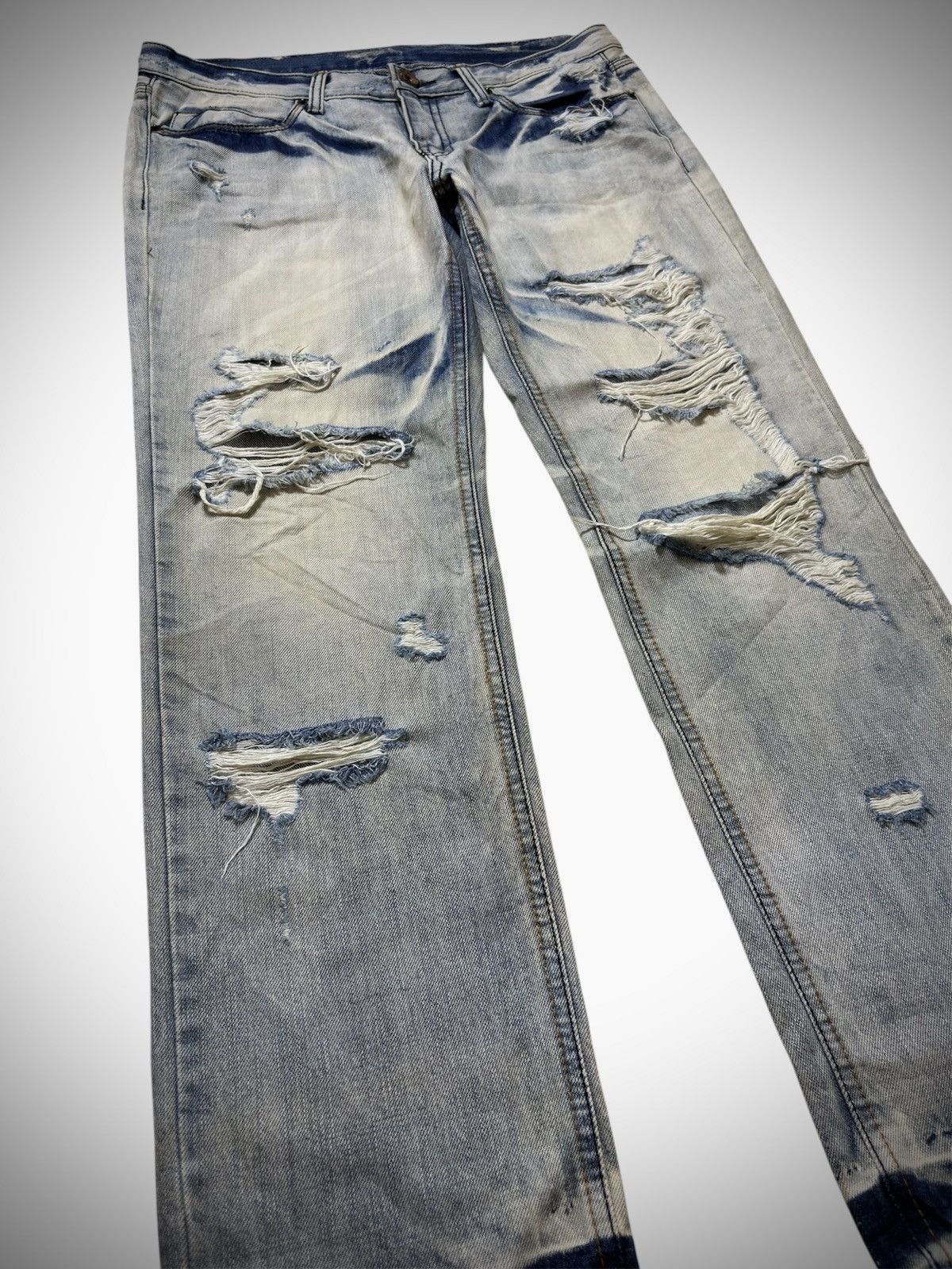 Japanese Brand 2000’s Unknown - Washed Destroyed Jeans Lgb Style Size US 29 - 4 Thumbnail