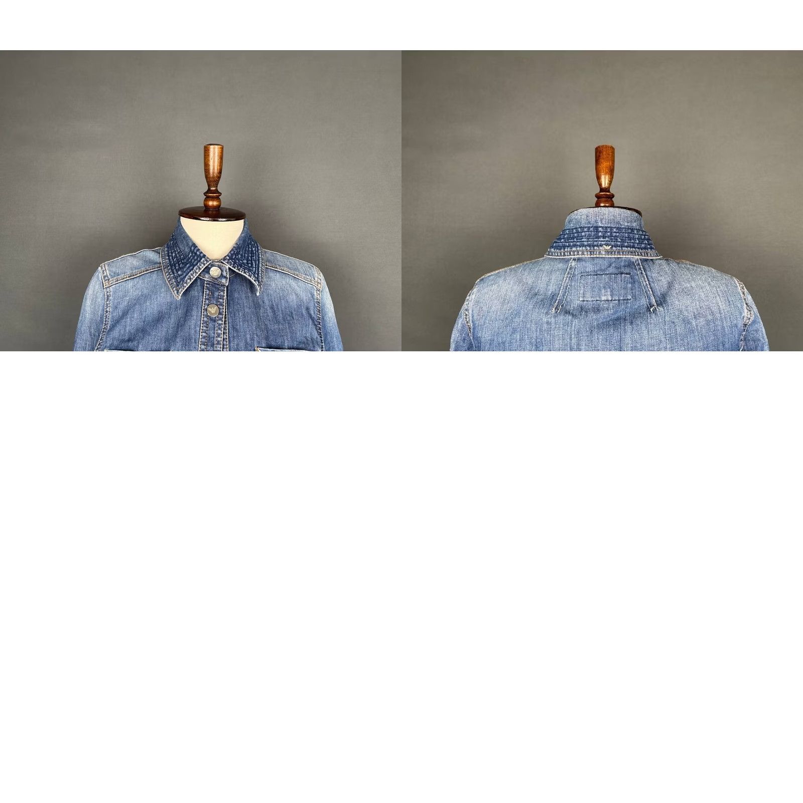 Vintage Armani Jeans Womens Denim Jacket Regular Size 40 Blue Cotton Long Sleeve Button Up Jacket Size S / US 4 / IT 40 - 8 Thumbnail