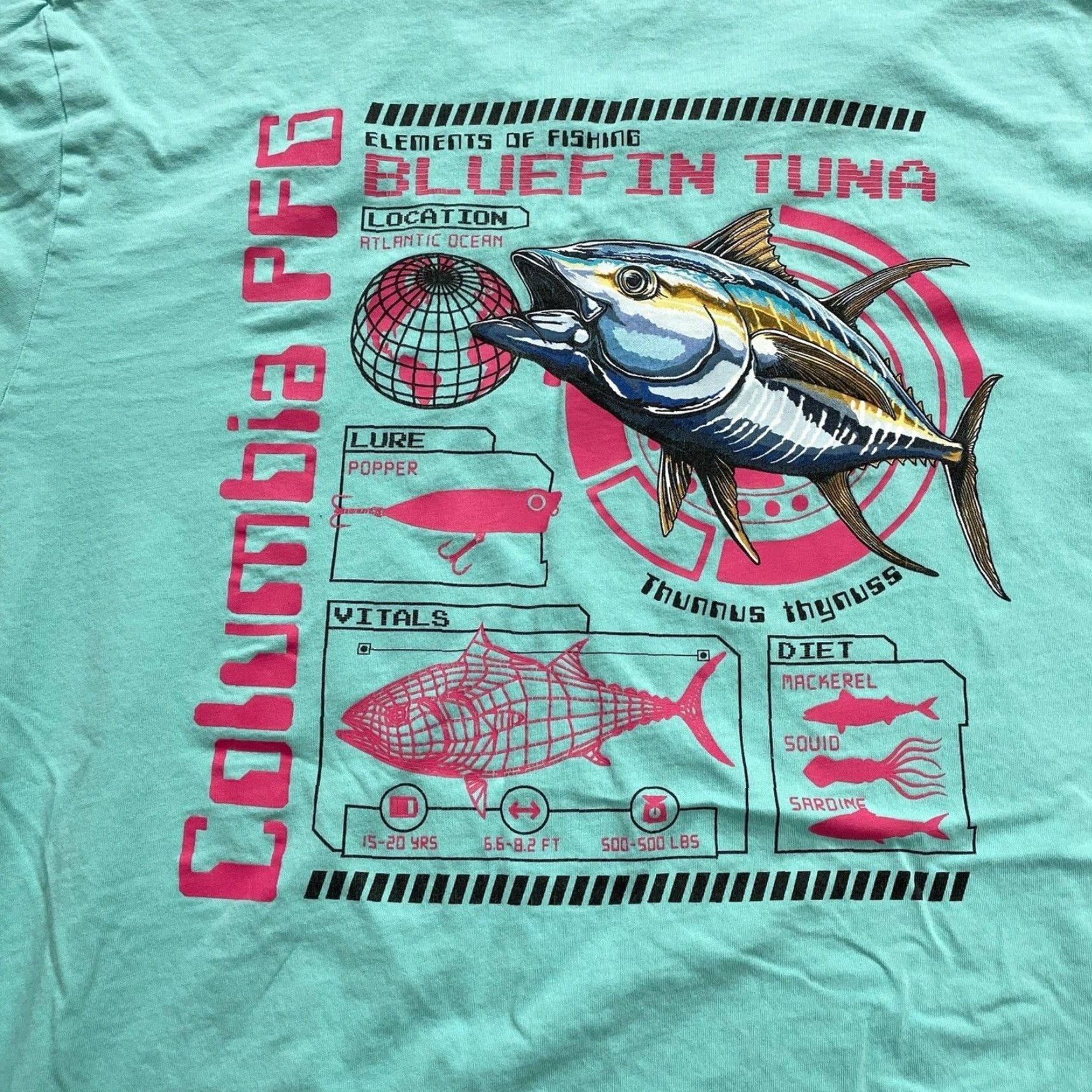 Vintage Columbia PFG Graphic T-Shirt Mens Large Green Crew Neck Short Sleeve Cotton Fish Outdoor Mens Size US L / EU 52-54 / 3 - 4 Thumbnail