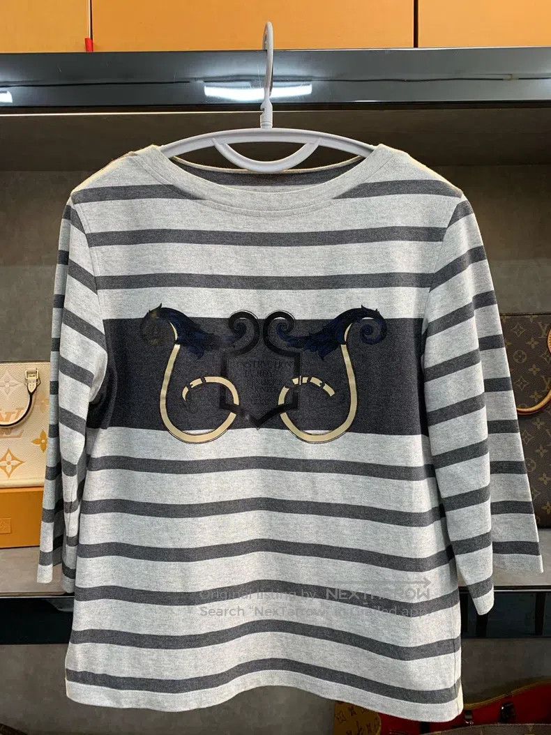 Hermes Hermes Black and gray striped mid-sleeve T-shirt Size XXS / US 00 / IT 34 - 1 Thumbnail
