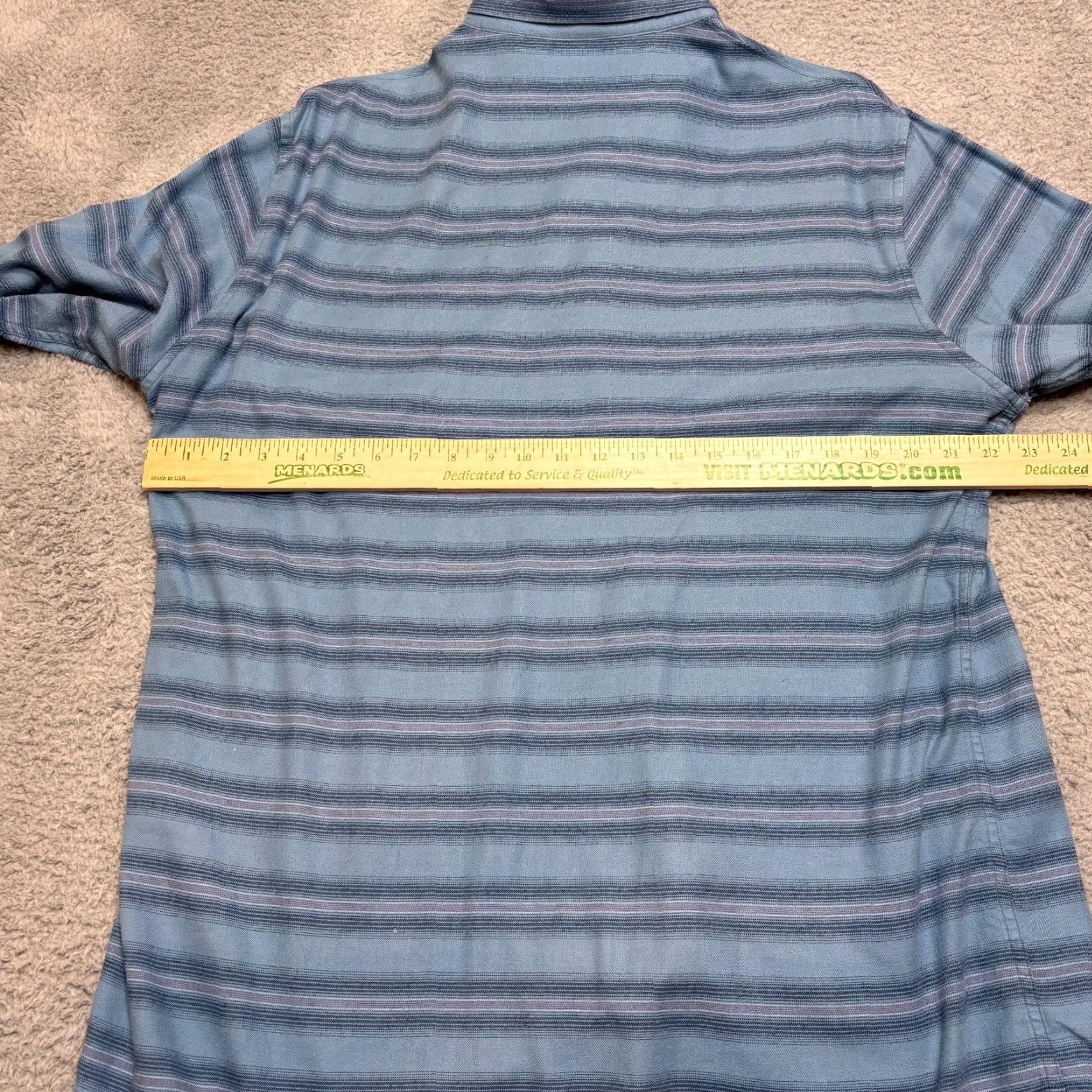 TravisMathew Travis Mathew Shirt Mens L Blue Striped Cotton Blend Long Sleeve Button-Up Casual Classic Preppy Fall Winter Sports Size US L / EU 52-54 / 3 - 6 Thumbnail