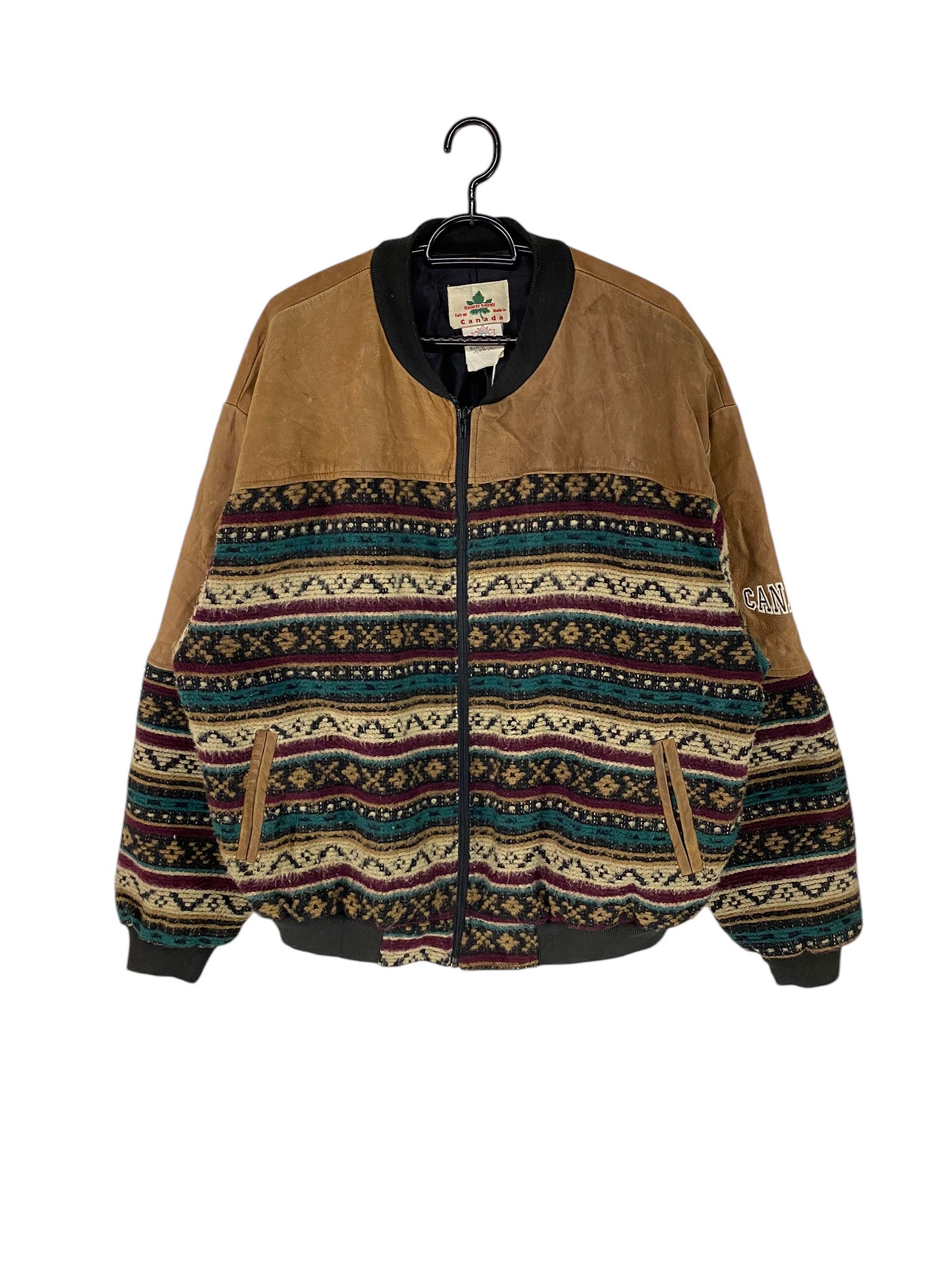 Other 80s Quality Goods native fair isle knit leather jacket Size US L / EU 52-54 / 3 - 1 Thumbnail